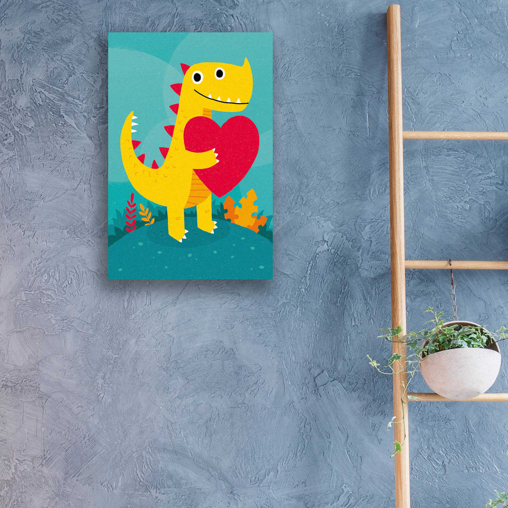 Epic Art 'Dino Love' by Michael Buxton, Acrylic Glass Wall Art,16x24
