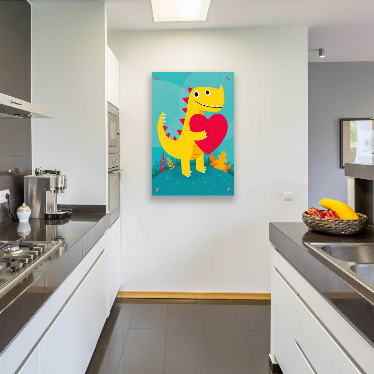 Epic Art 'Dino Love' by Michael Buxton, Acrylic Glass Wall Art,24x36