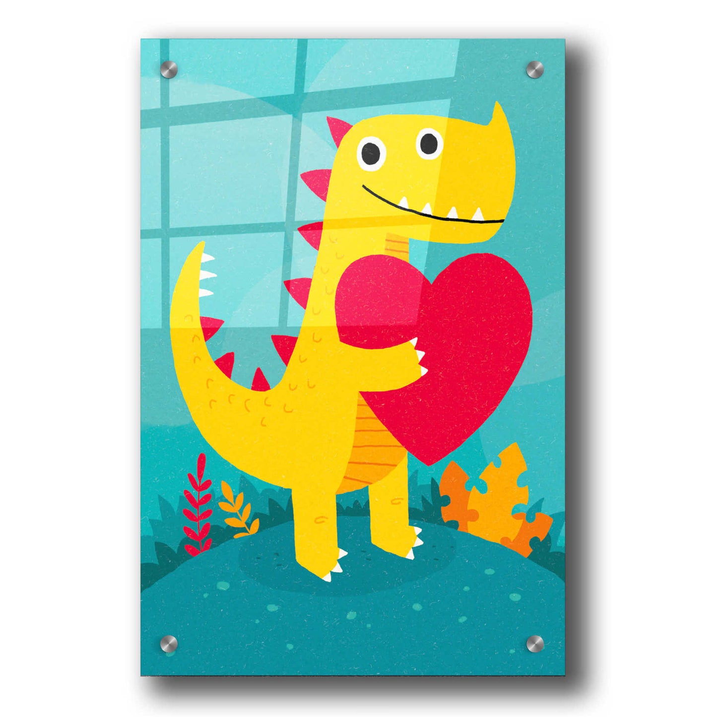 Epic Art 'Dino Love' by Michael Buxton, Acrylic Glass Wall Art,24x36