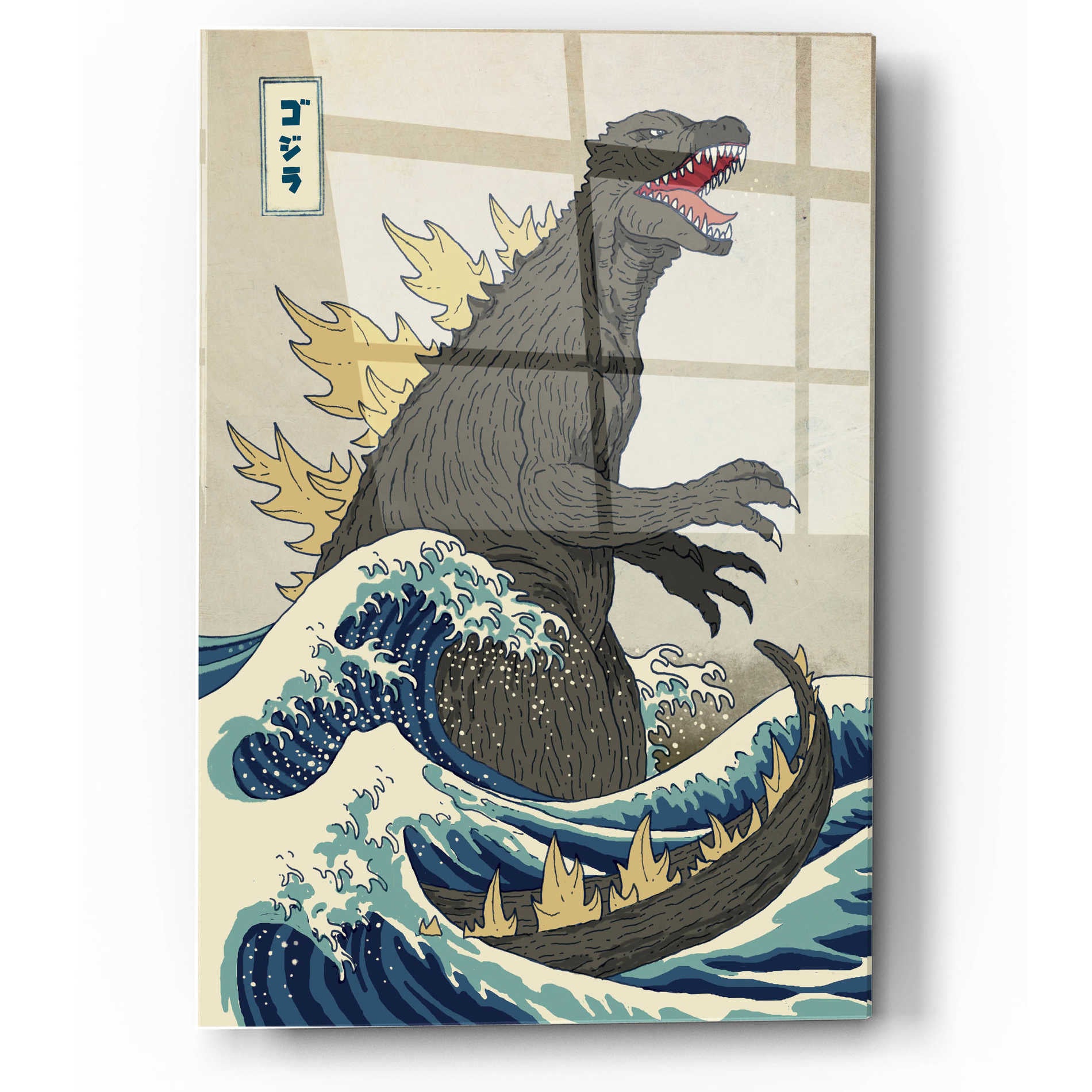 Epic Art 'The Great Monster off Kanagawa' by Michael Buxton, Acrylic Glass Wall Art,12x16