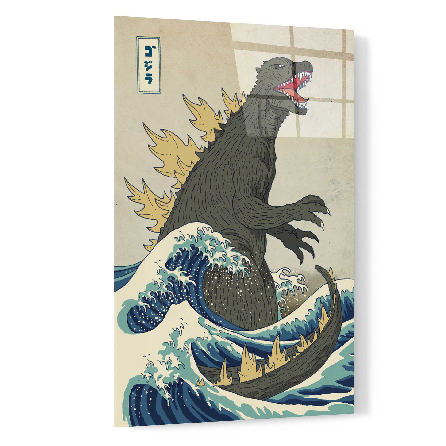 Epic Art 'The Great Monster off Kanagawa' by Michael Buxton, Acrylic Glass Wall Art,16x24