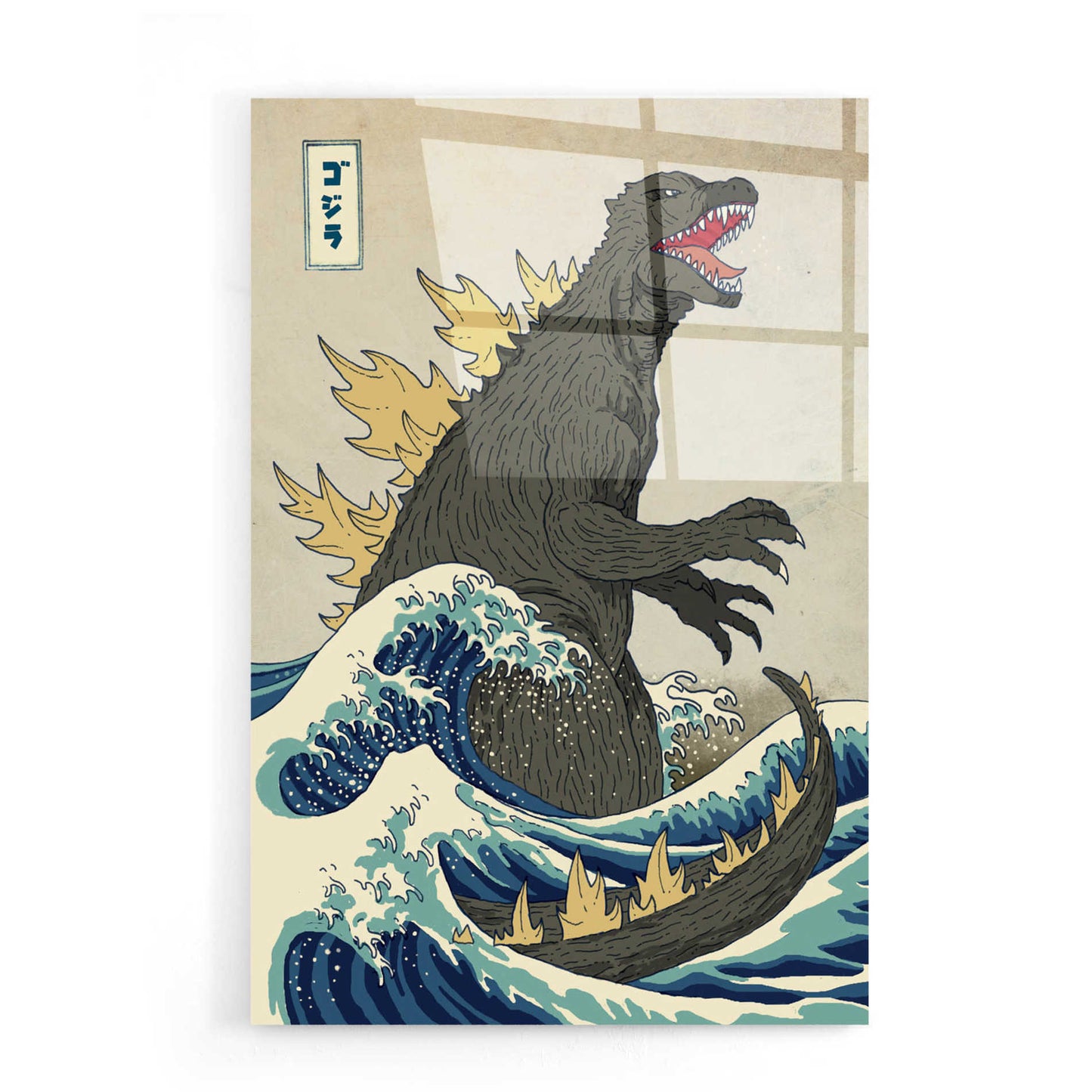 Epic Art 'The Great Monster off Kanagawa' by Michael Buxton, Acrylic Glass Wall Art,16x24