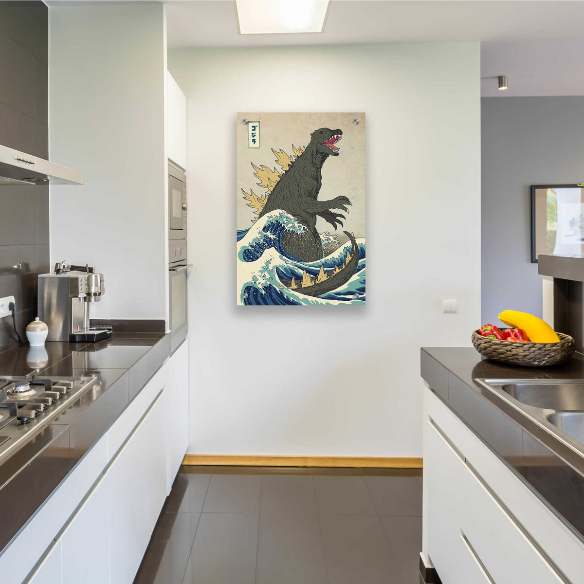 Epic Art 'The Great Monster off Kanagawa' by Michael Buxton, Acrylic Glass Wall Art,24x36