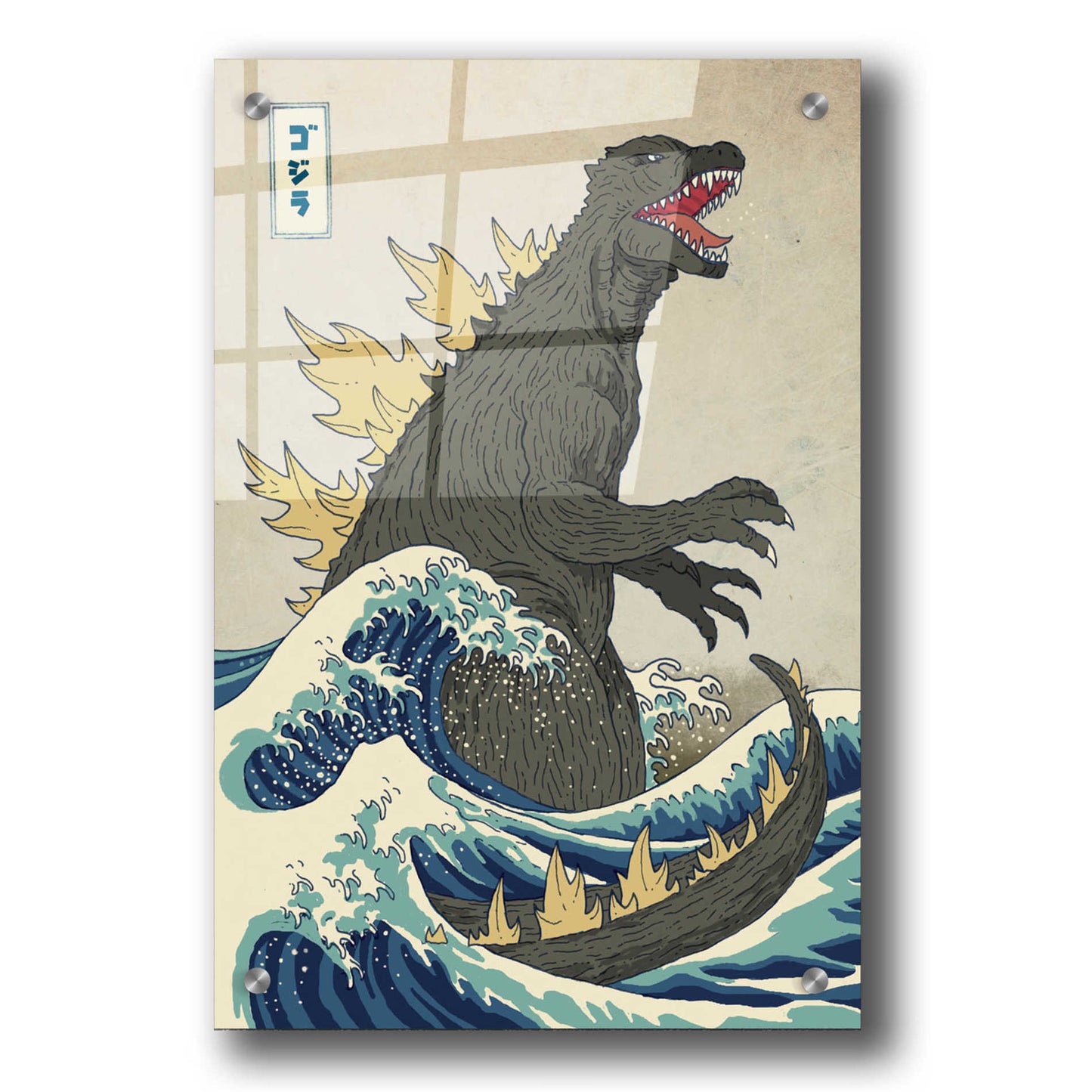 Epic Art 'The Great Monster off Kanagawa' by Michael Buxton, Acrylic Glass Wall Art,24x36