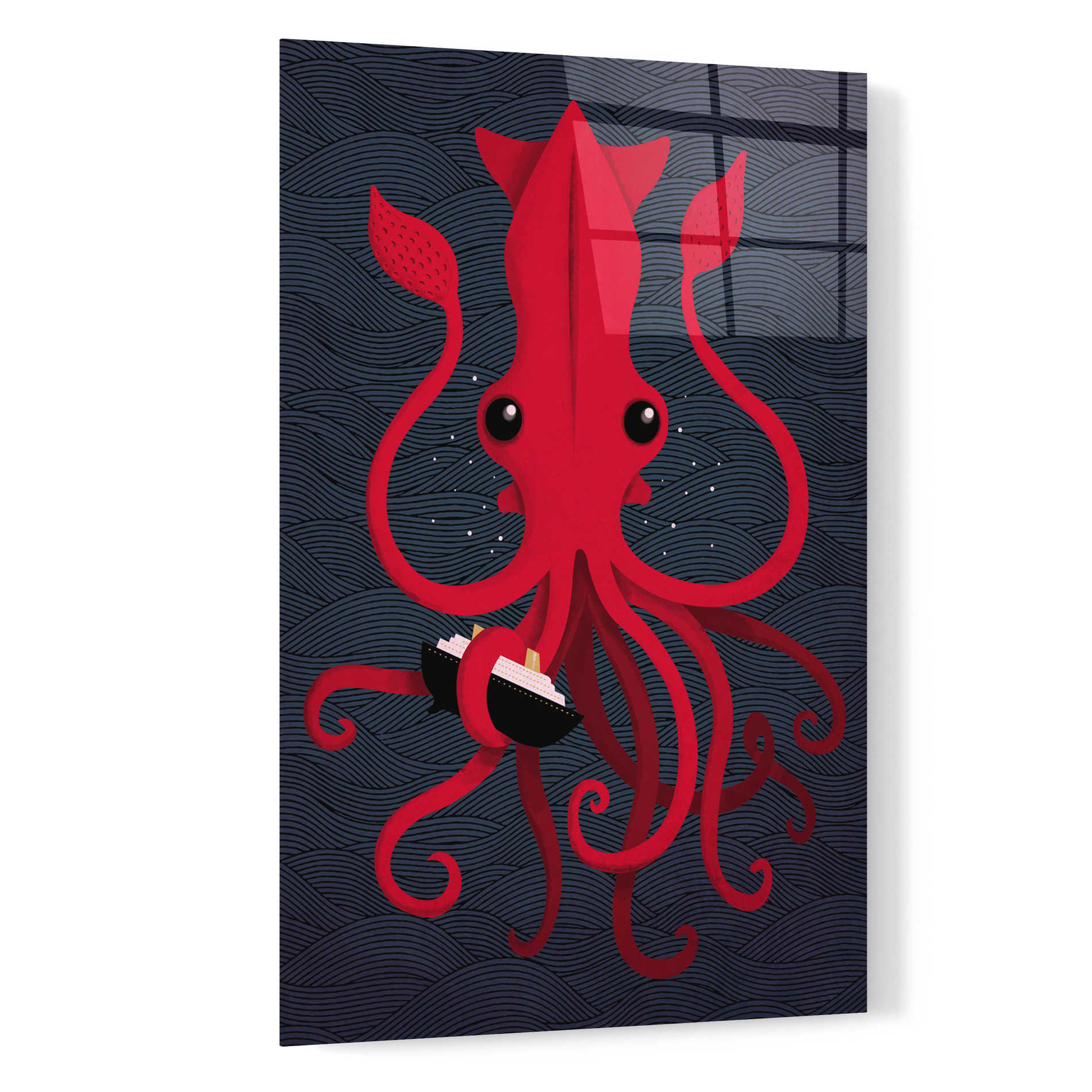 Epic Art 'Kraken Attaken' by Michael Buxton, Acrylic Glass Wall Art,16x24