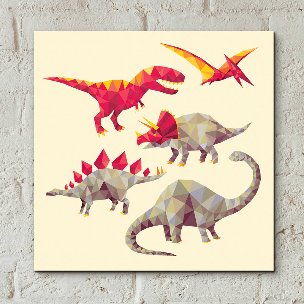 Epic Art 'Geo Saurs' by Michael Buxton, Acrylic Glass Wall Art,12x12