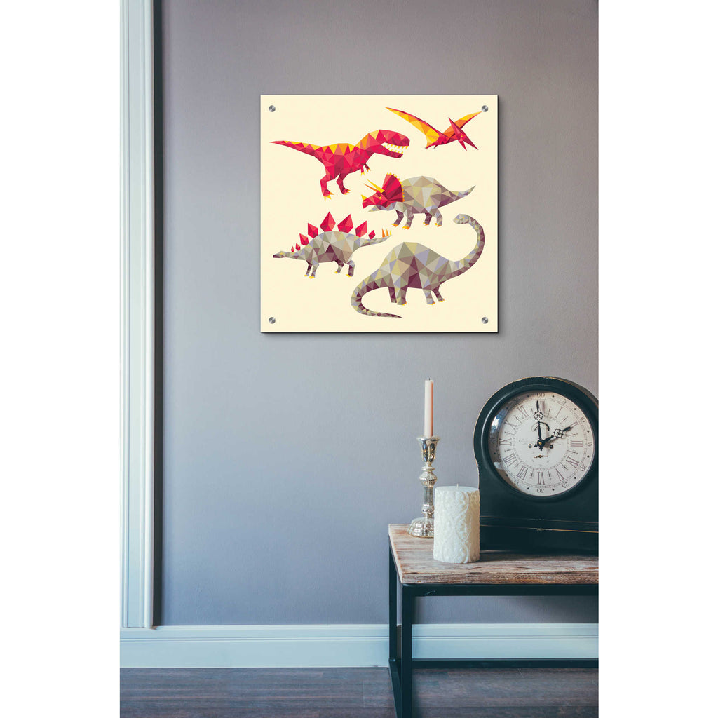 Epic Art 'Geo Saurs' by Michael Buxton, Acrylic Glass Wall Art,24x24