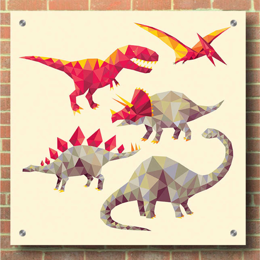 Epic Art 'Geo Saurs' by Michael Buxton, Acrylic Glass Wall Art,36x36