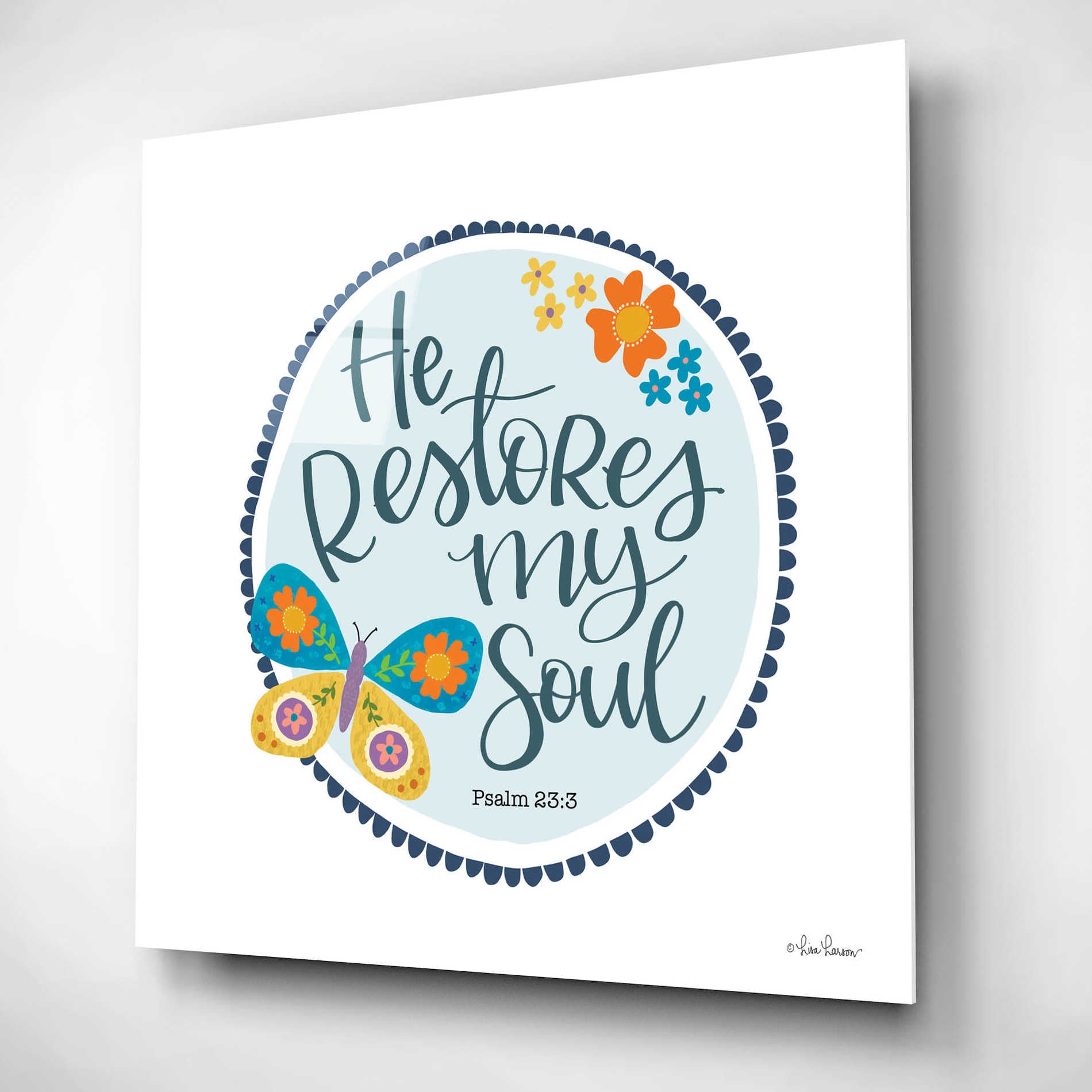 Epic Art 'He Restores My Soul' by Lisa Larson, Acrylic Glass Wall Art,12x12