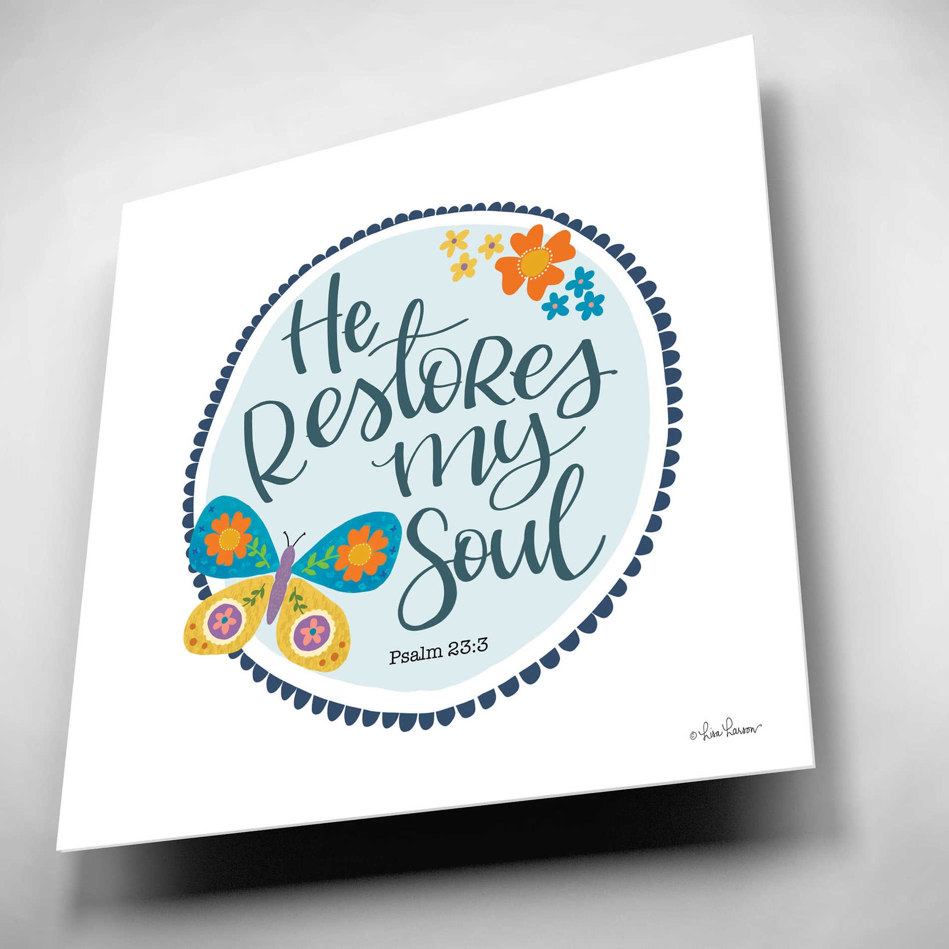 Epic Art 'He Restores My Soul' by Lisa Larson, Acrylic Glass Wall Art,12x12