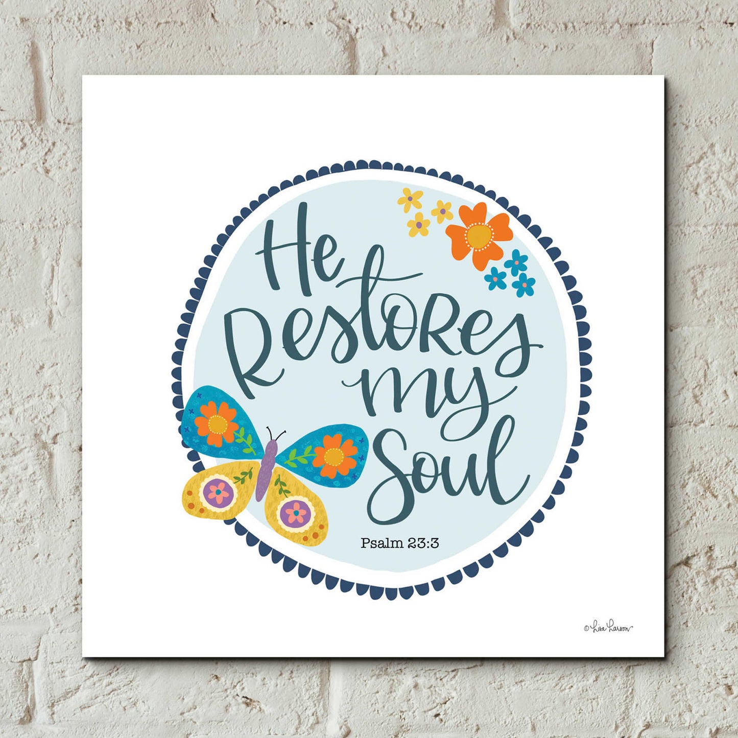 Epic Art 'He Restores My Soul' by Lisa Larson, Acrylic Glass Wall Art,12x12