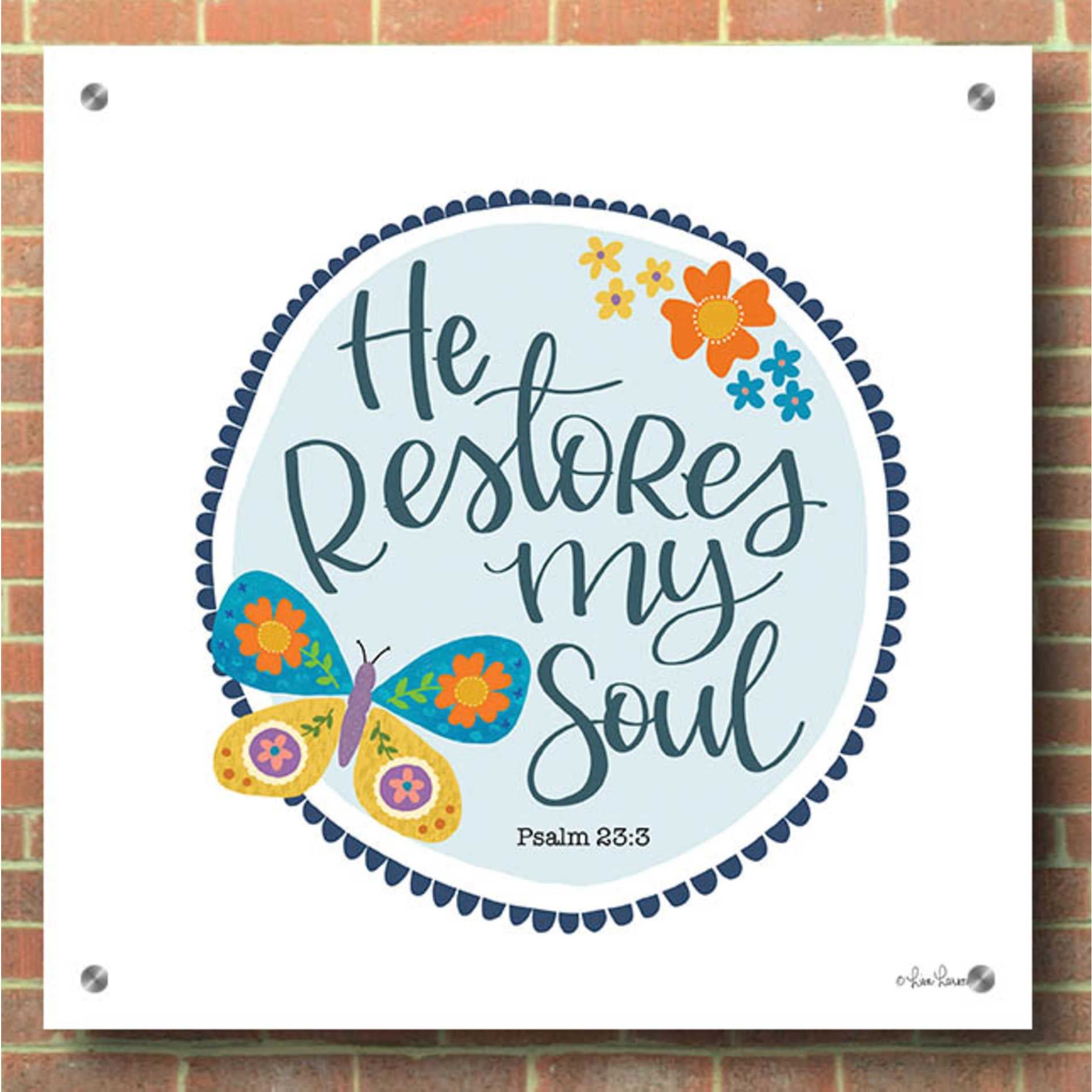 Epic Art 'He Restores My Soul' by Lisa Larson, Acrylic Glass Wall Art,36x36