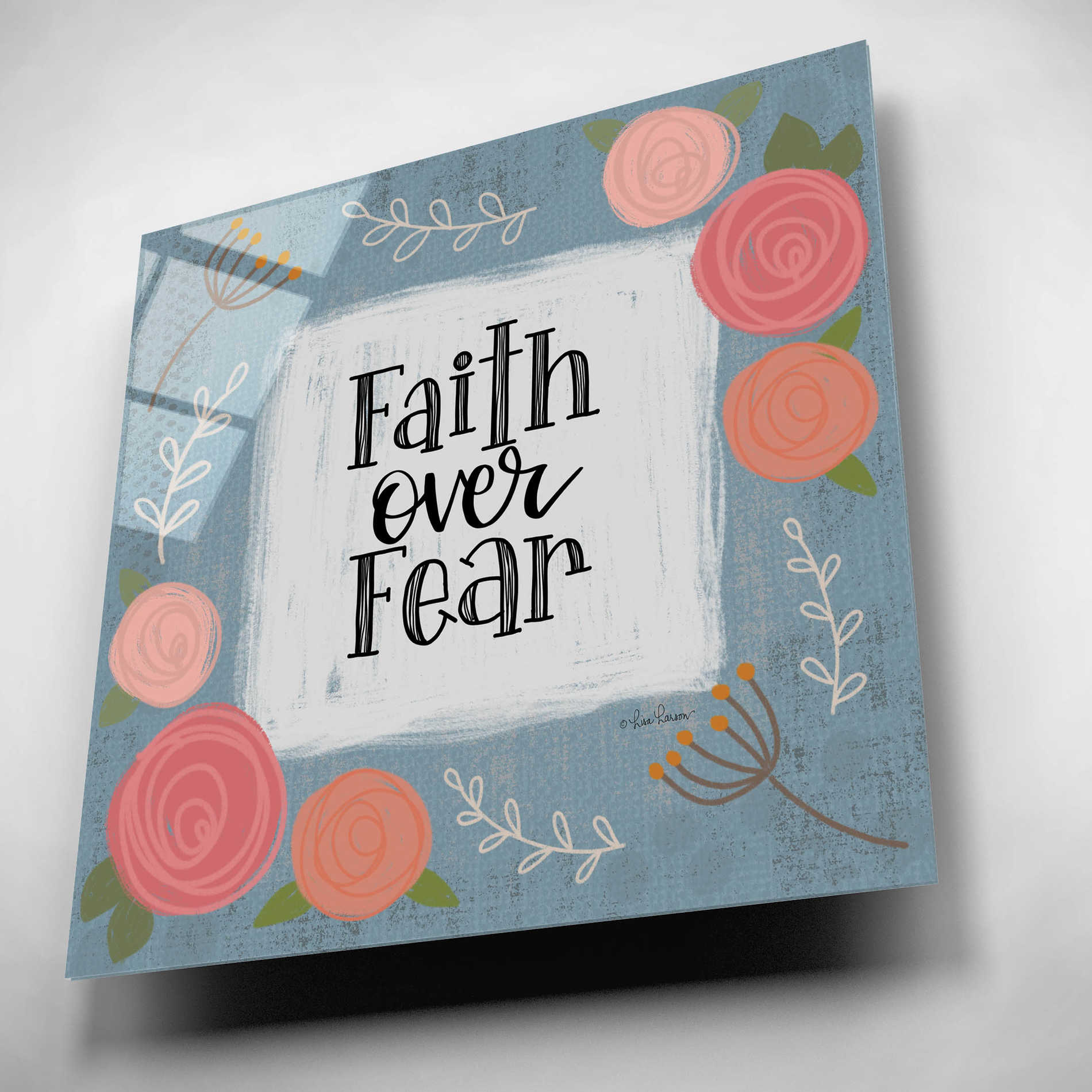Epic Art 'Faith Over Fear' by Lisa Larson, Acrylic Glass Wall Art,12x12