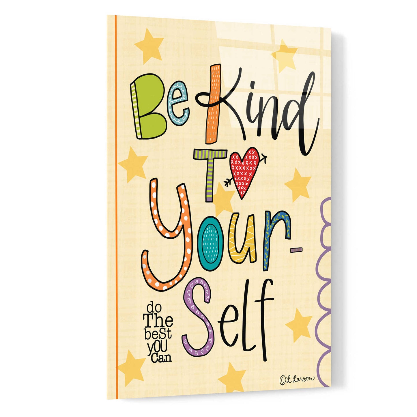 Epic Art 'Be Kind to Yourself' by Lisa Larson, Acrylic Glass Wall Art,16x24