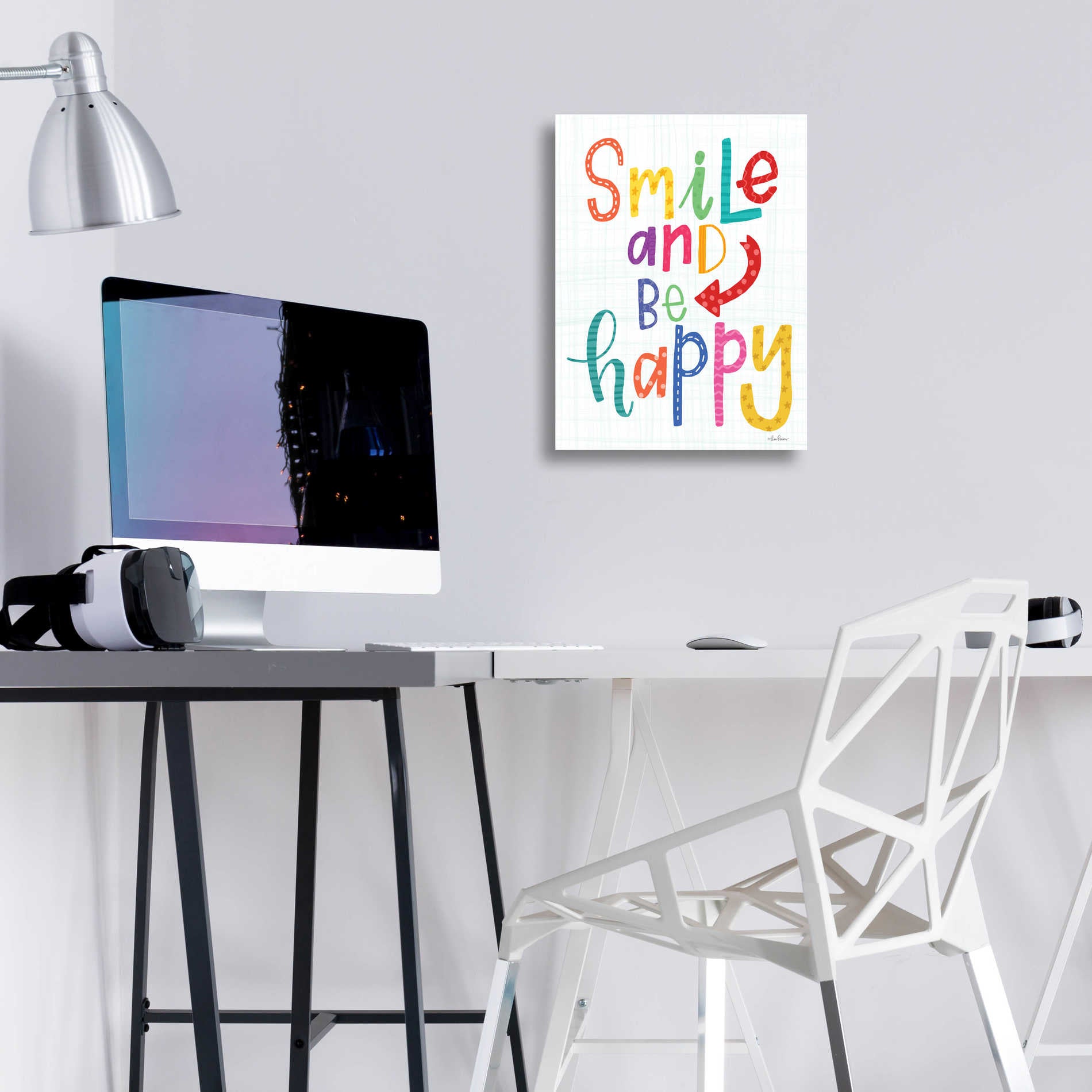 Epic Art 'Smile and Be Happy' by Lisa Larson, Acrylic Glass Wall Art,12x16