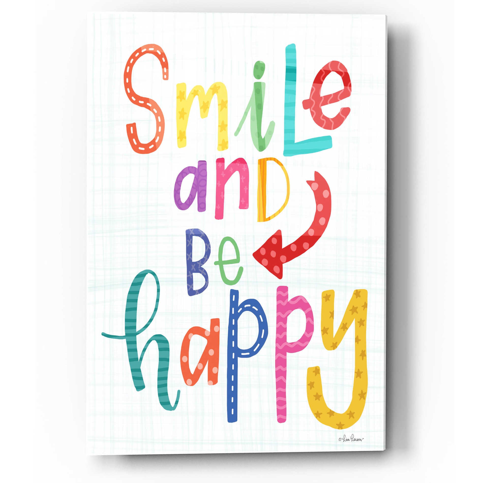 Epic Art 'Smile and Be Happy' by Lisa Larson, Acrylic Glass Wall Art,12x16