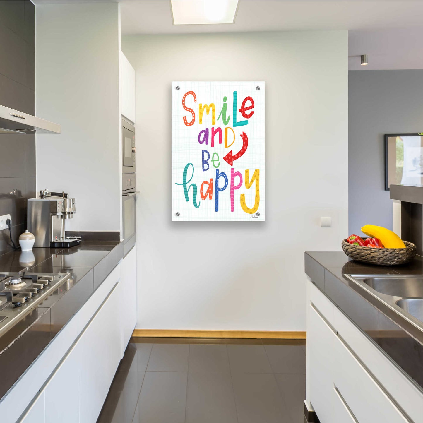 Epic Art 'Smile and Be Happy' by Lisa Larson, Acrylic Glass Wall Art,24x36