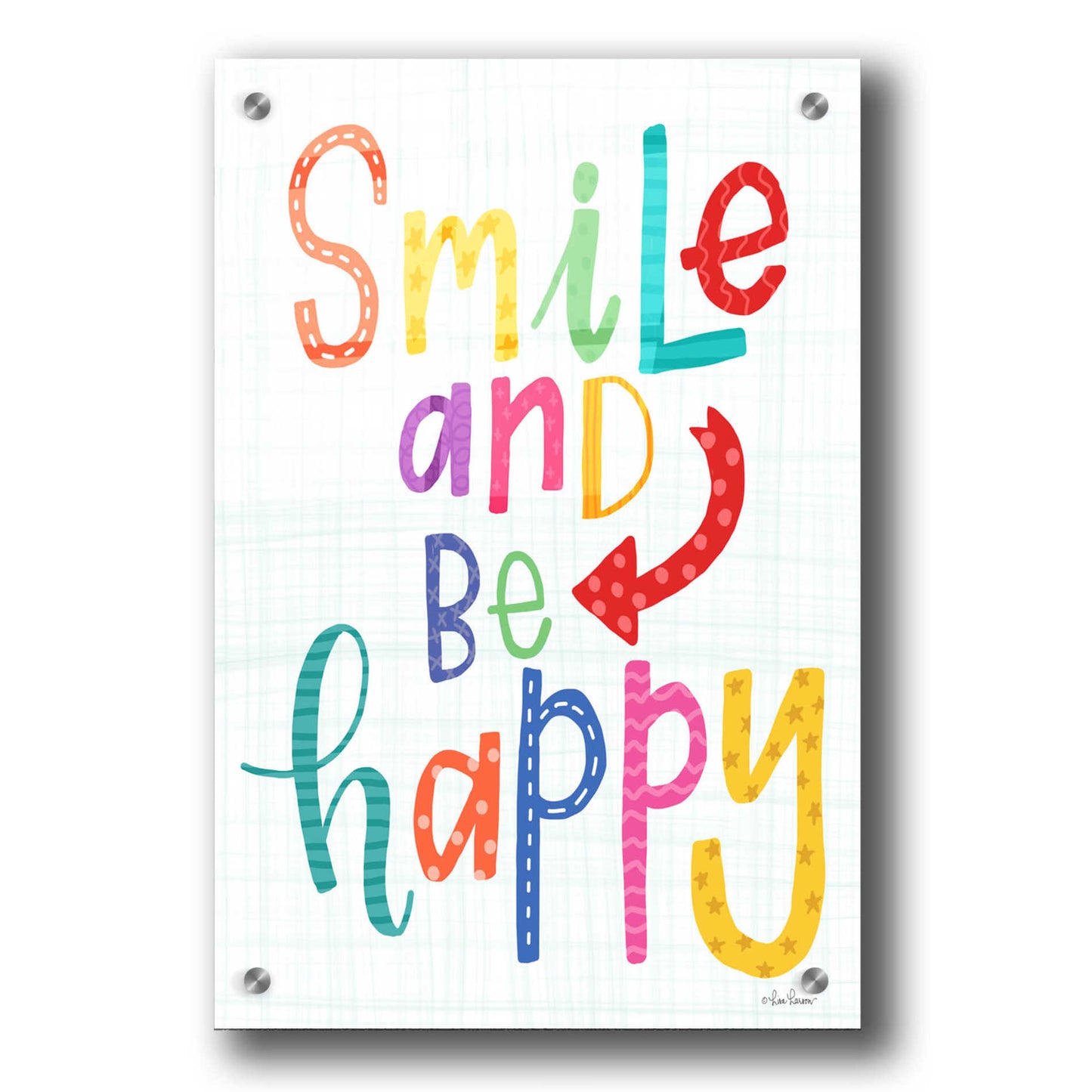 Epic Art 'Smile and Be Happy' by Lisa Larson, Acrylic Glass Wall Art,24x36