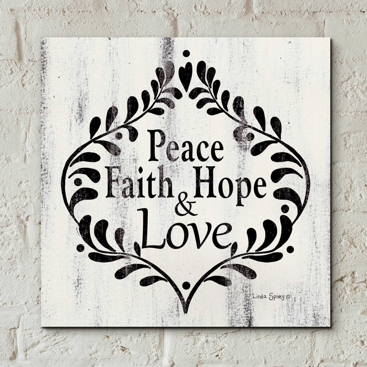 Epic Art 'Peace Faith Hope & Love' by Linda Spivey, Acrylic Glass Wall Art,12x12