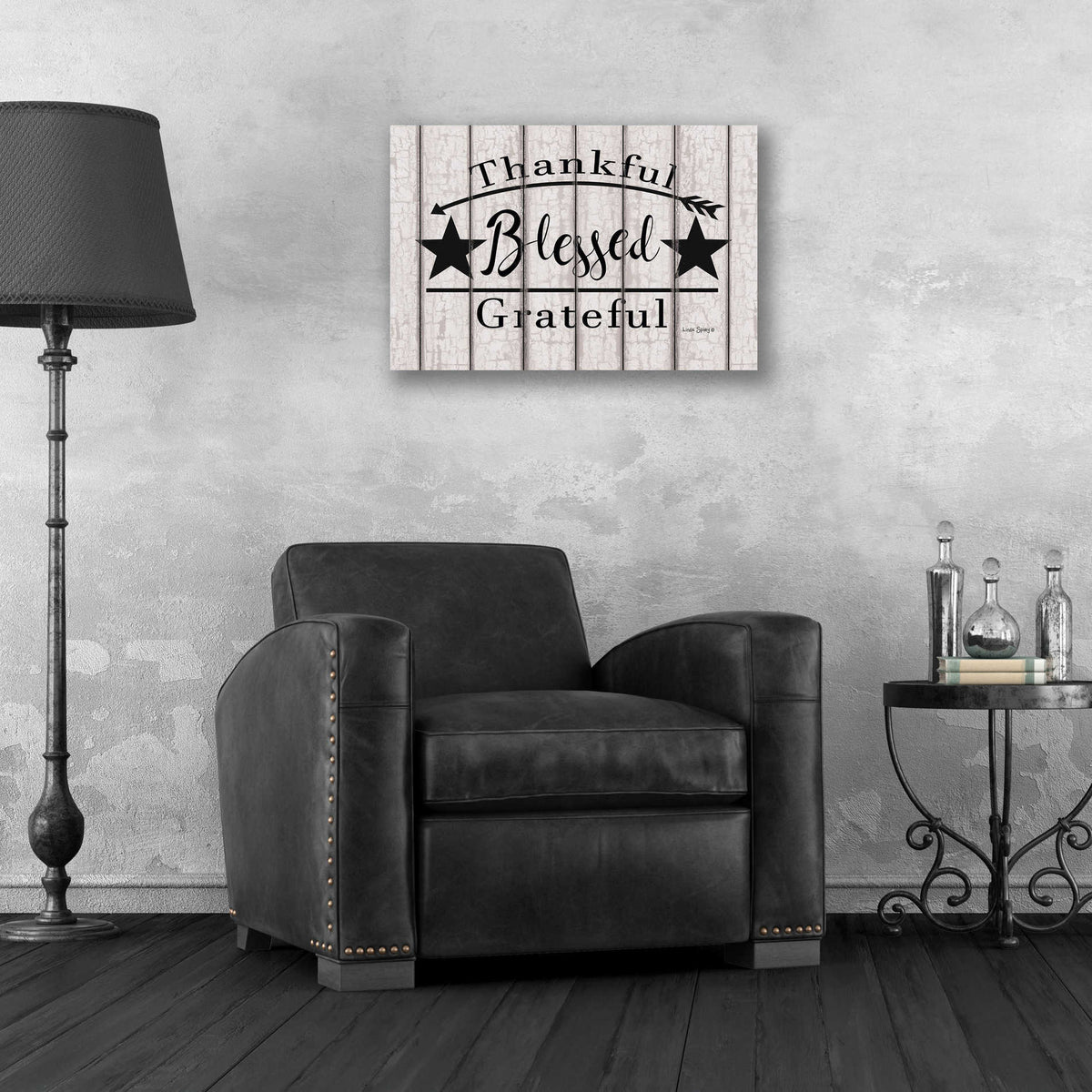 Epic Art 'Blessed Thankful Grateful' by Linda Spivey, Acrylic Glass Wall Art,24x16