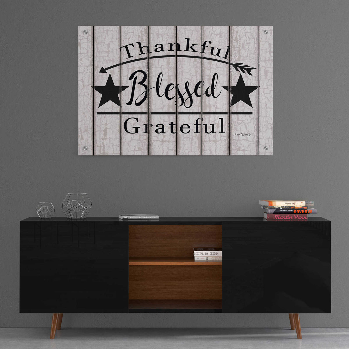 Epic Art 'Blessed Thankful Grateful' by Linda Spivey, Acrylic Glass Wall Art,36x24
