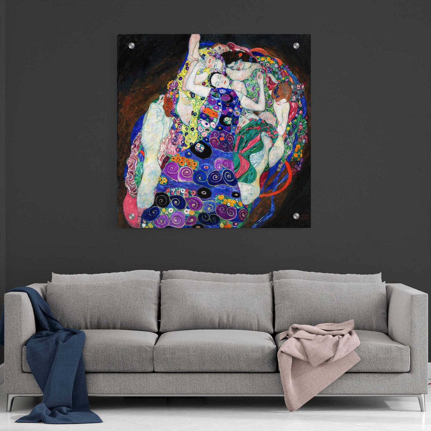 Epic Art 'The Virgin' by Gustav Klimt, Acrylic Glass Wall Art,36x36