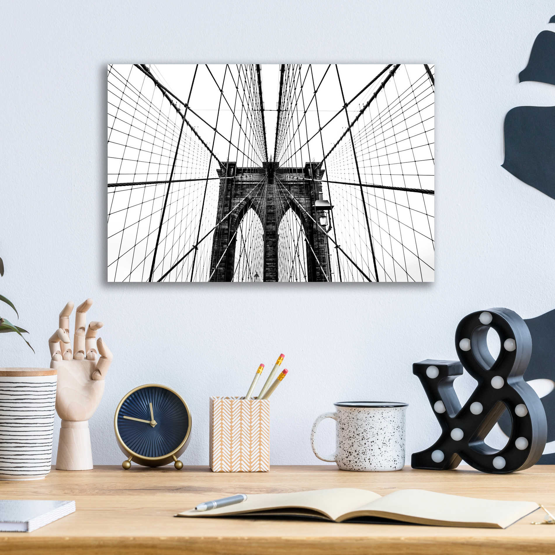 Epic Art 'Brooklyn Bridge Web' by Nicklas Gustafsson Acrylic Glass Wall Art,16x12