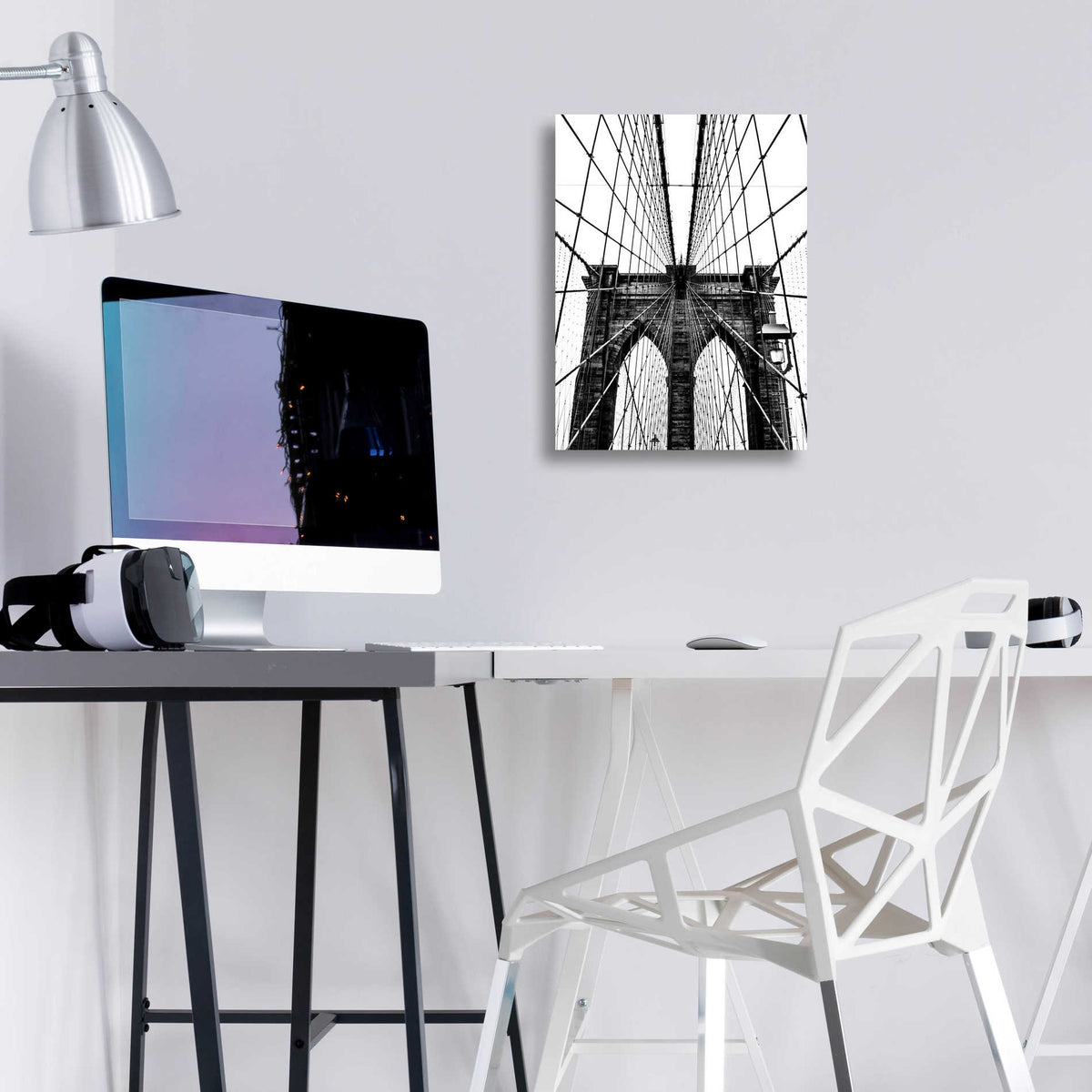 Epic Art 'Brooklyn Bridge Web Vertical' by Nicklas Gustafsson Acrylic Glass Wall Art,12x16