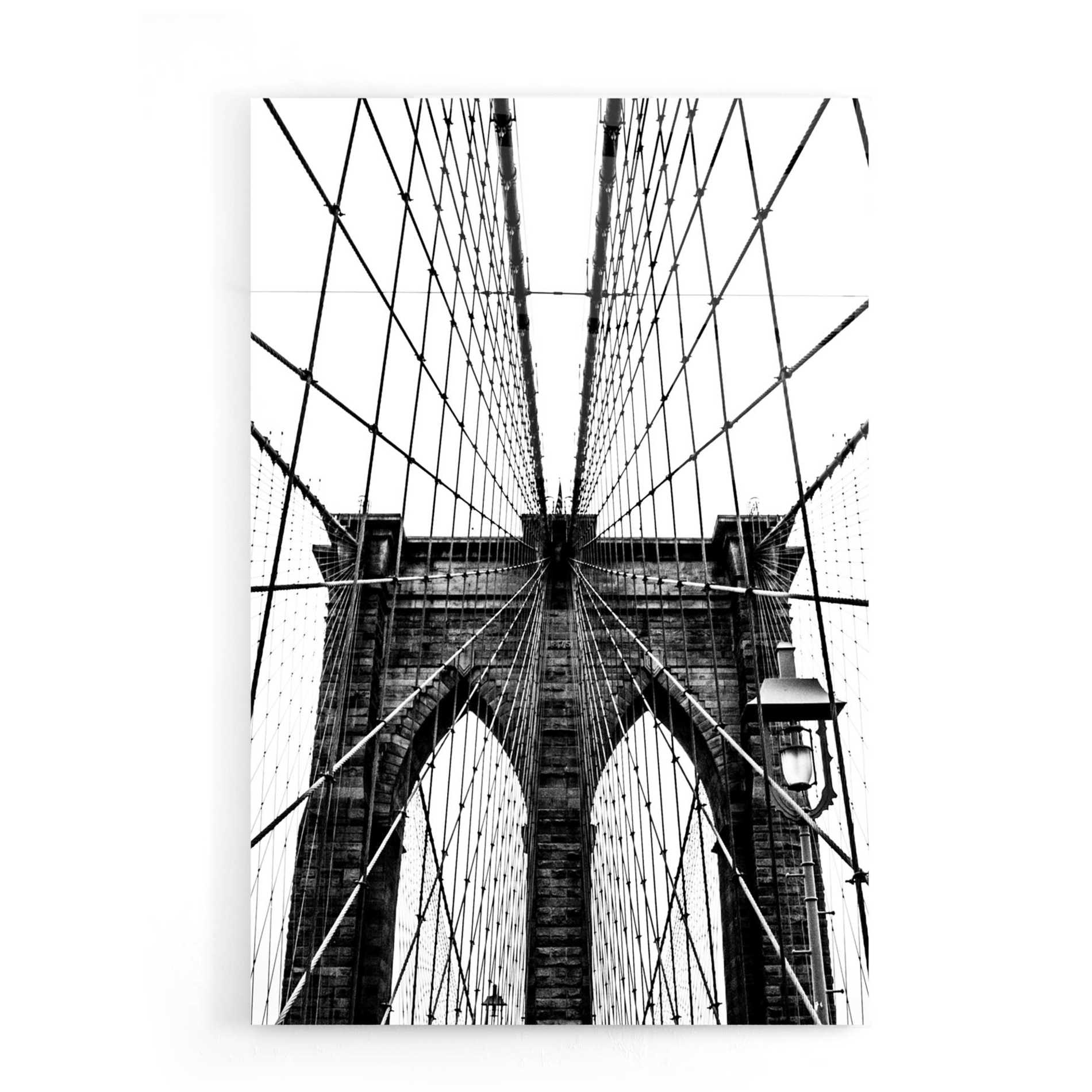 Epic Art 'Brooklyn Bridge Web Vertical' by Nicklas Gustafsson Acrylic Glass Wall Art,16x24
