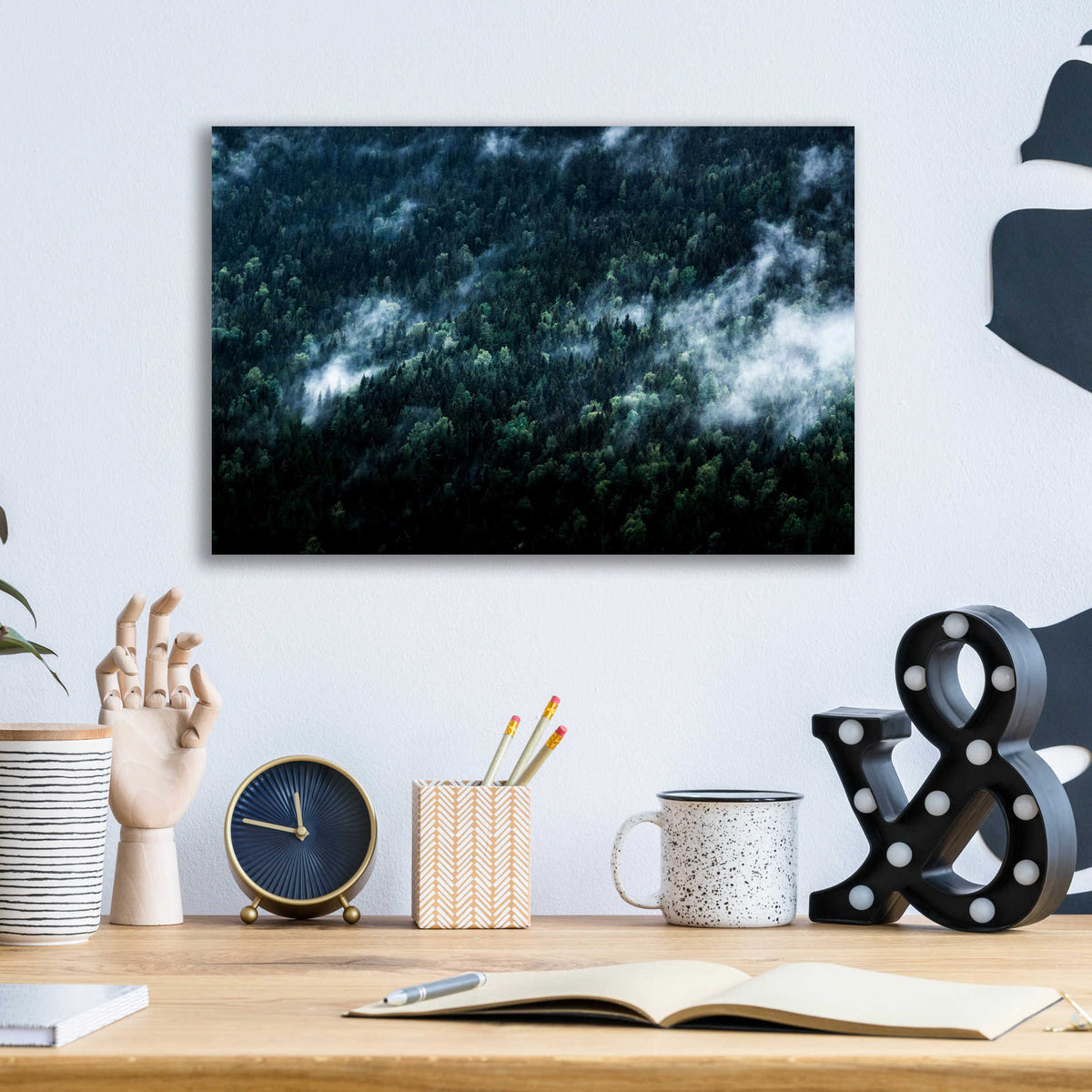 Epic Art 'Foggy Forest Mountain' by Nicklas Gustafsson Acrylic Glass Wall Art,16x12