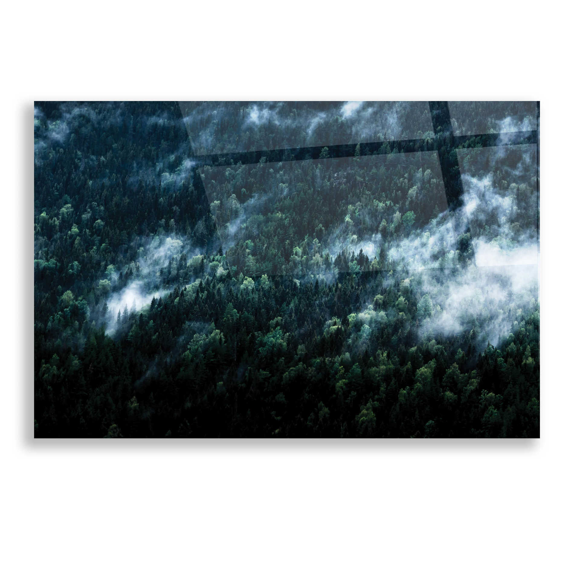 Epic Art 'Foggy Forest Mountain' by Nicklas Gustafsson Acrylic Glass Wall Art,16x12