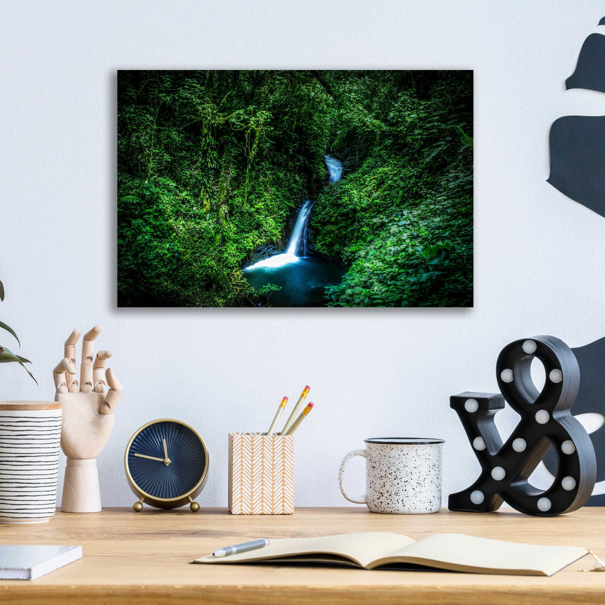 Epic Art 'Jungle Waterfall' by Nicklas Gustafsson Acrylic Glass Wall Art,16x12