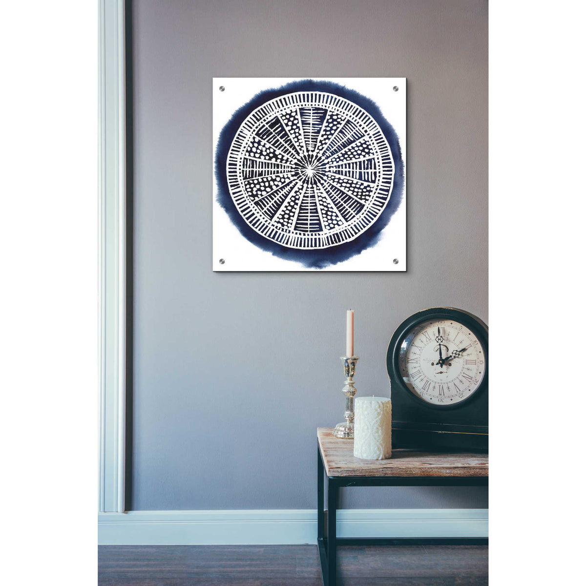 Epic Art 'Navy Meridian II' by Grace Popp, Acrylic Wall Glass,24x24