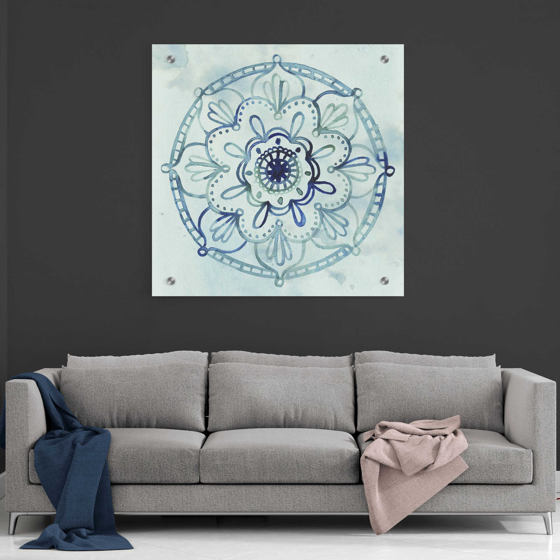 Epic Art 'Watercolor Mandala IV' by Grace Popp, Acrylic Wall Glass,36x36