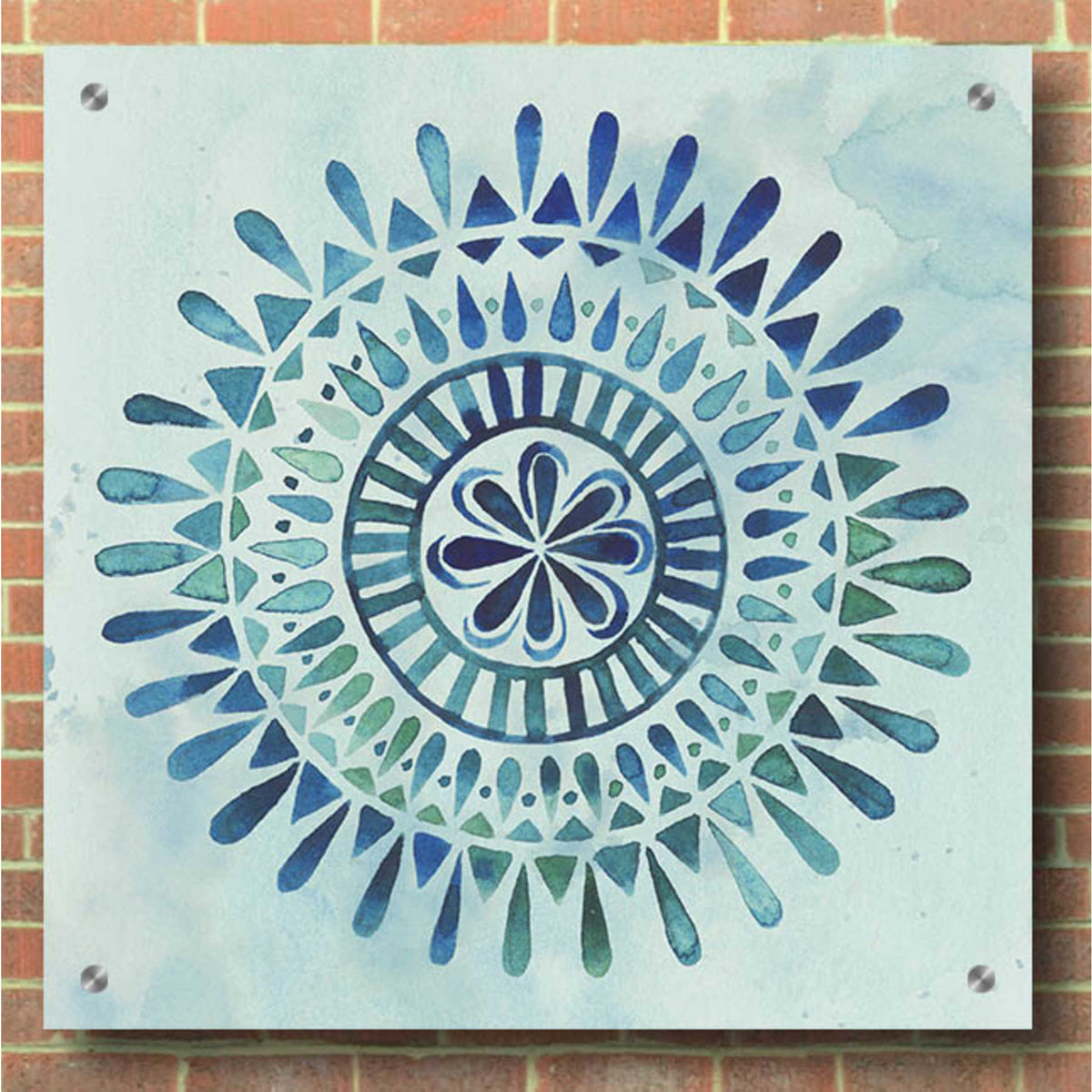 Epic Art 'Watercolor Mandala II' by Grace Popp, Acrylic Wall Glass,36x36
