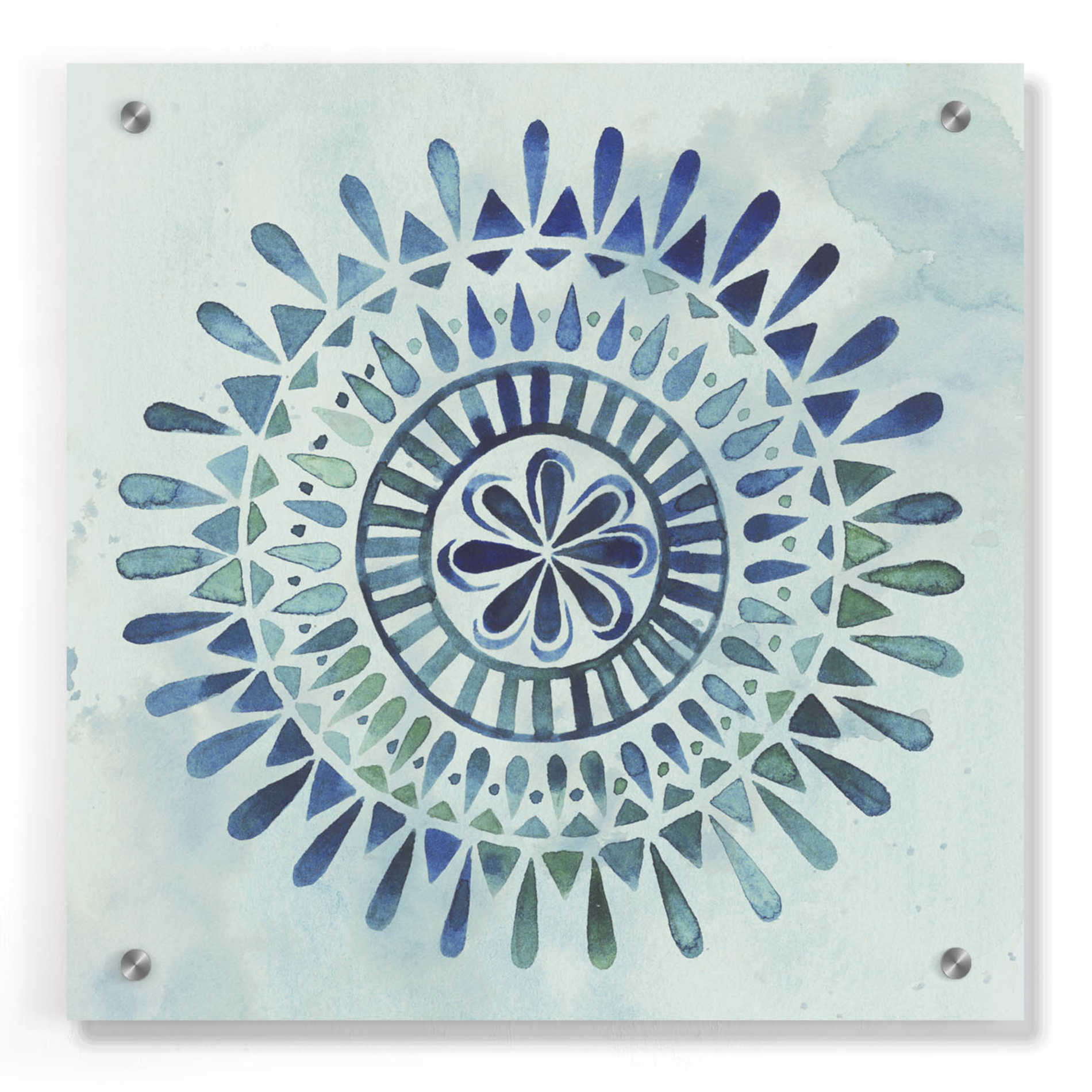 Epic Art 'Watercolor Mandala II' by Grace Popp, Acrylic Wall Glass,36x36