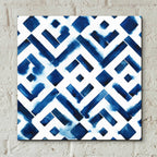 Epic Art 'Cobalt Watercolor Tiles II' by Grace Popp, Acrylic Wall Glass,12x12