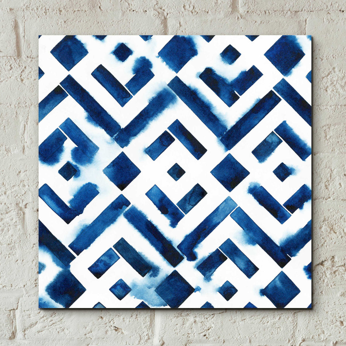 Epic Art 'Cobalt Watercolor Tiles II' by Grace Popp, Acrylic Wall Glass,12x12