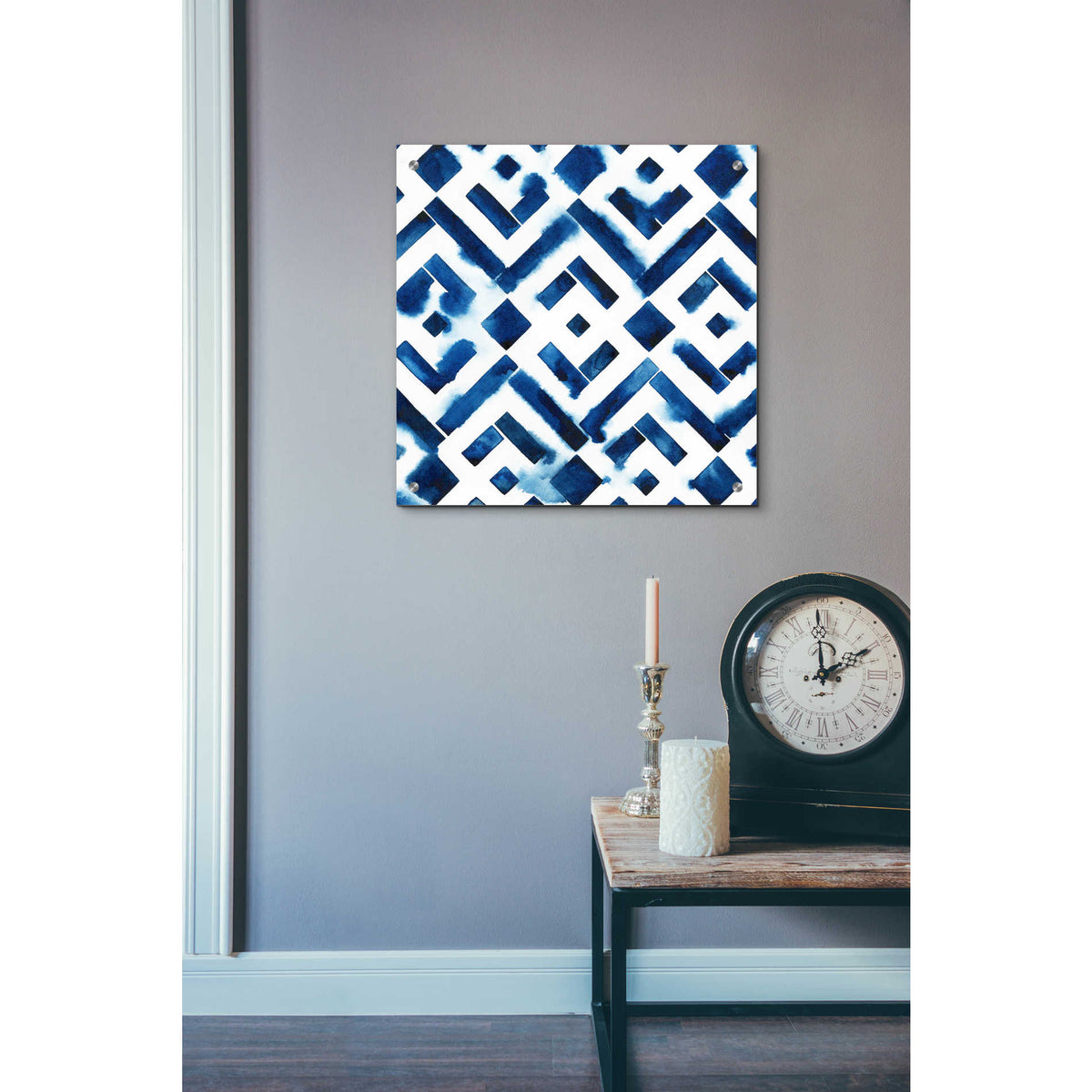 Epic Art 'Cobalt Watercolor Tiles II' by Grace Popp, Acrylic Wall Glass,24x24