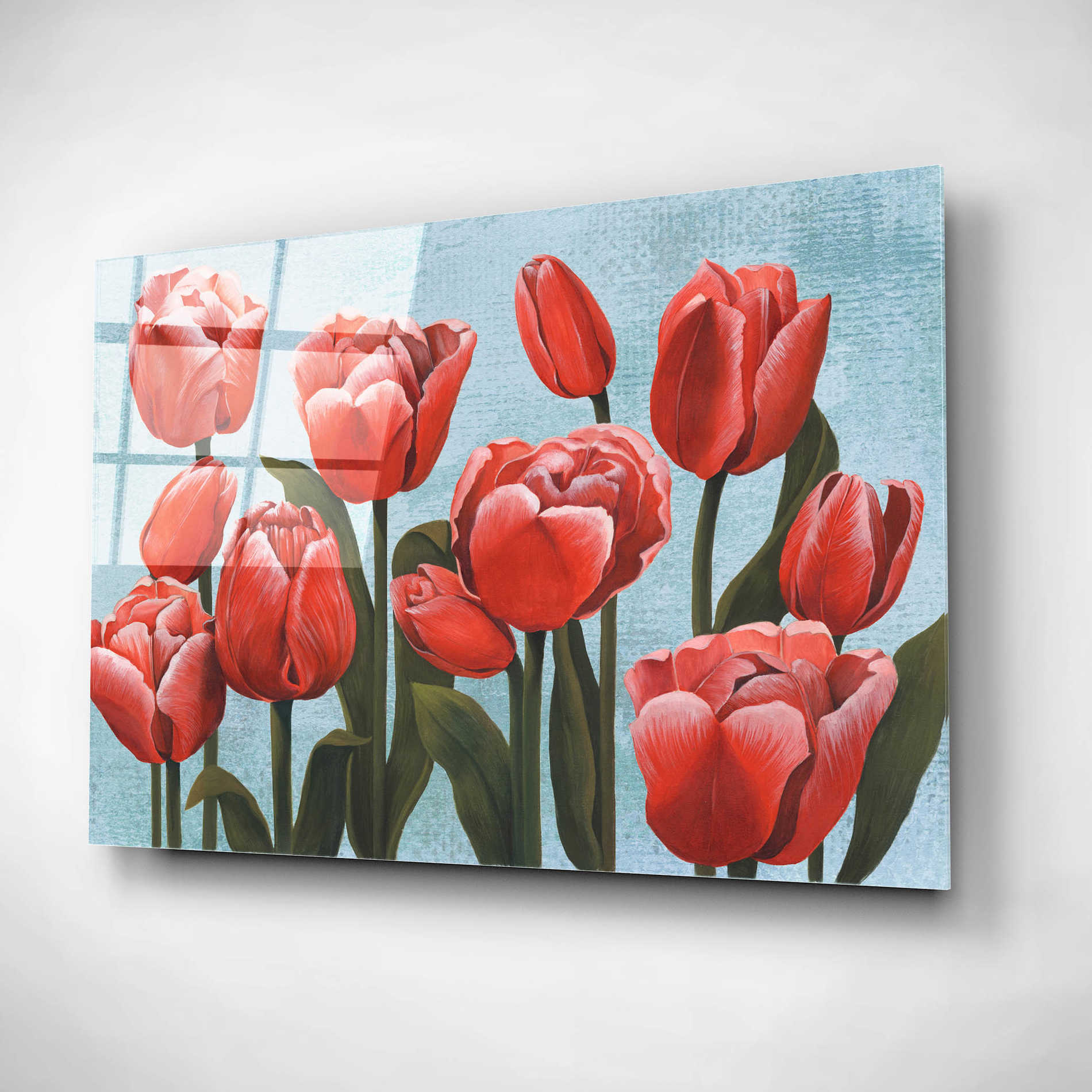 Epic Art 'Ruby Tulips II' by Grace Popp, Acrylic Wall Glass,16x12