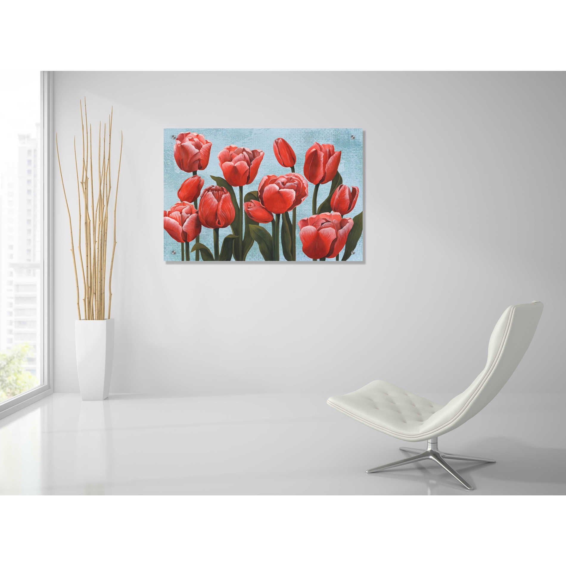 Epic Art 'Ruby Tulips II' by Grace Popp, Acrylic Wall Glass,36x24