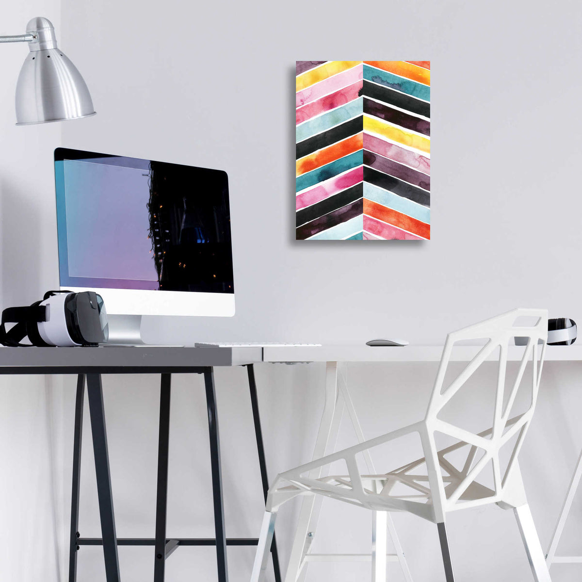 Epic Art 'Vivid Watercolor Chevron I' by Grace Popp, Acrylic Wall Glass,12x16