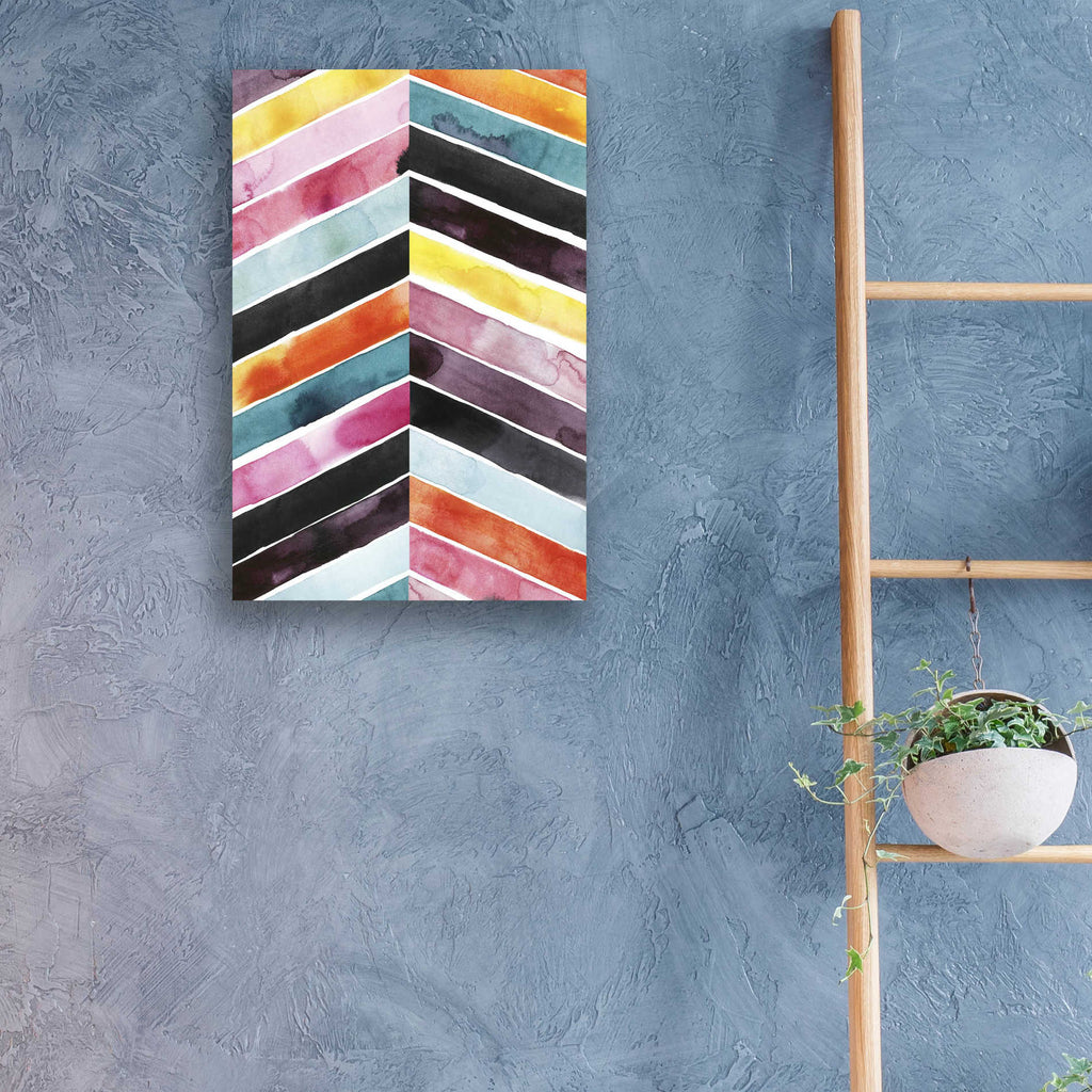 Epic Art 'Vivid Watercolor Chevron I' by Grace Popp, Acrylic Wall Glass,16x24