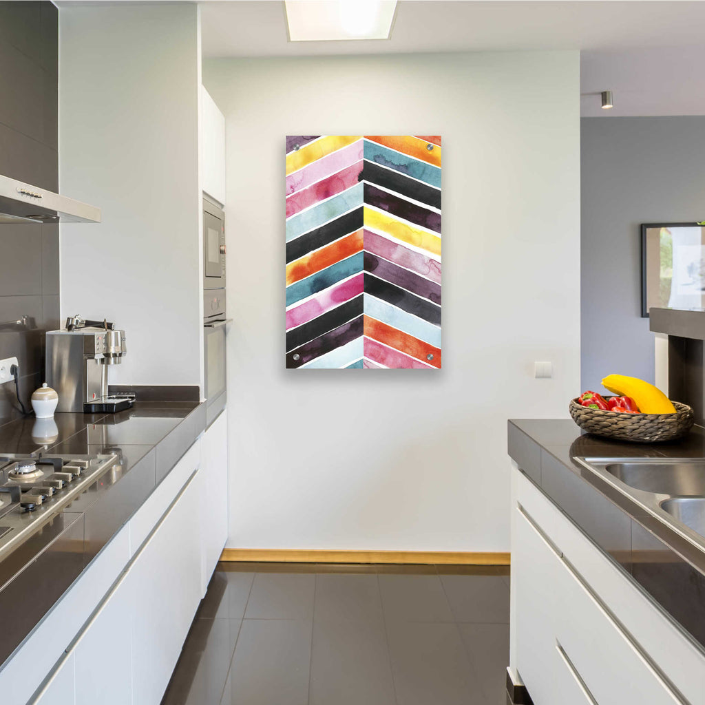 Epic Art 'Vivid Watercolor Chevron I' by Grace Popp, Acrylic Wall Glass,24x36
