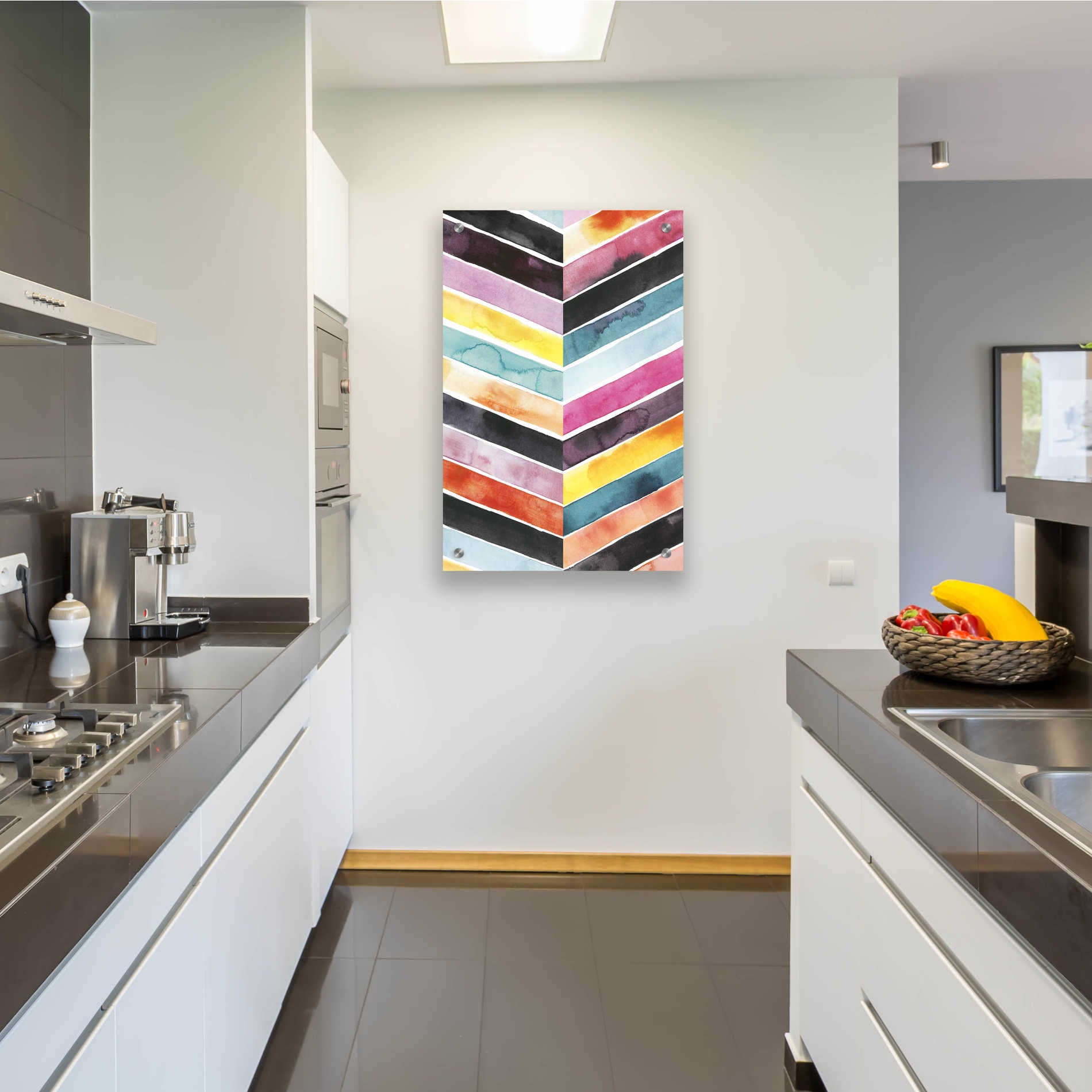 Epic Art 'Vivid Watercolor Chevron II' by Grace Popp, Acrylic Wall Glass,24x36