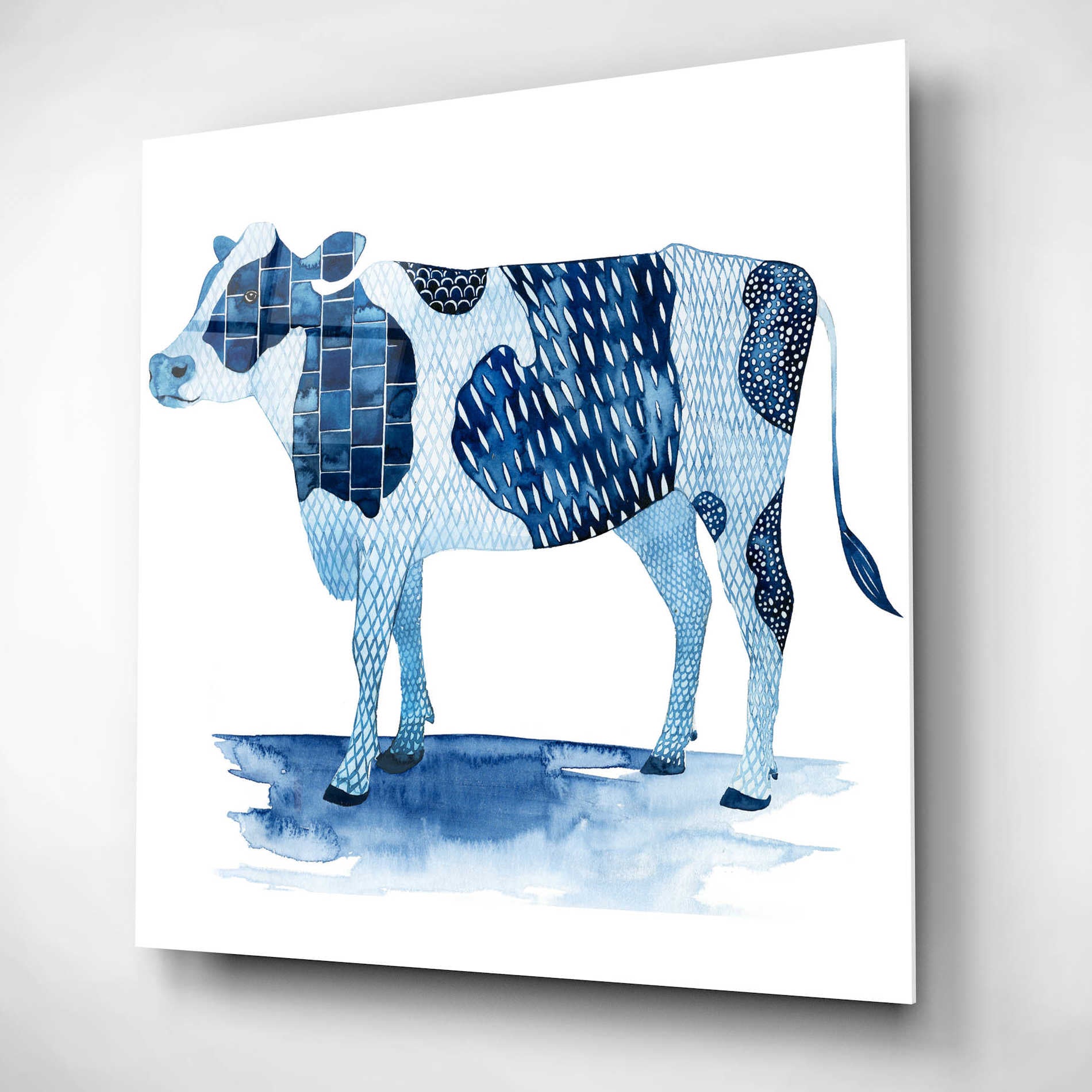 Epic Art 'Cobalt Farm Animals I' by Grace Popp, Acrylic Wall Glass,12x12