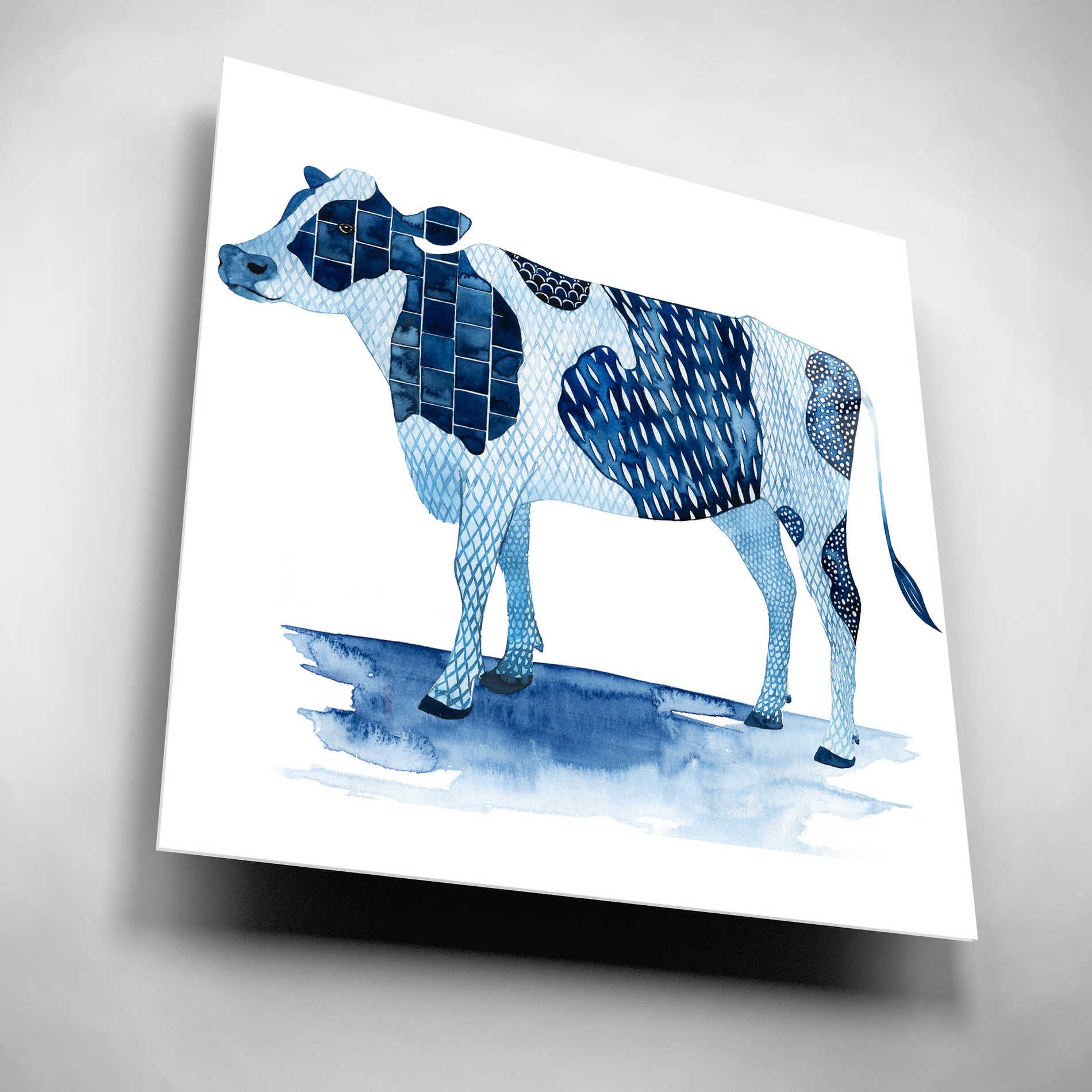Epic Art 'Cobalt Farm Animals I' by Grace Popp, Acrylic Wall Glass,12x12