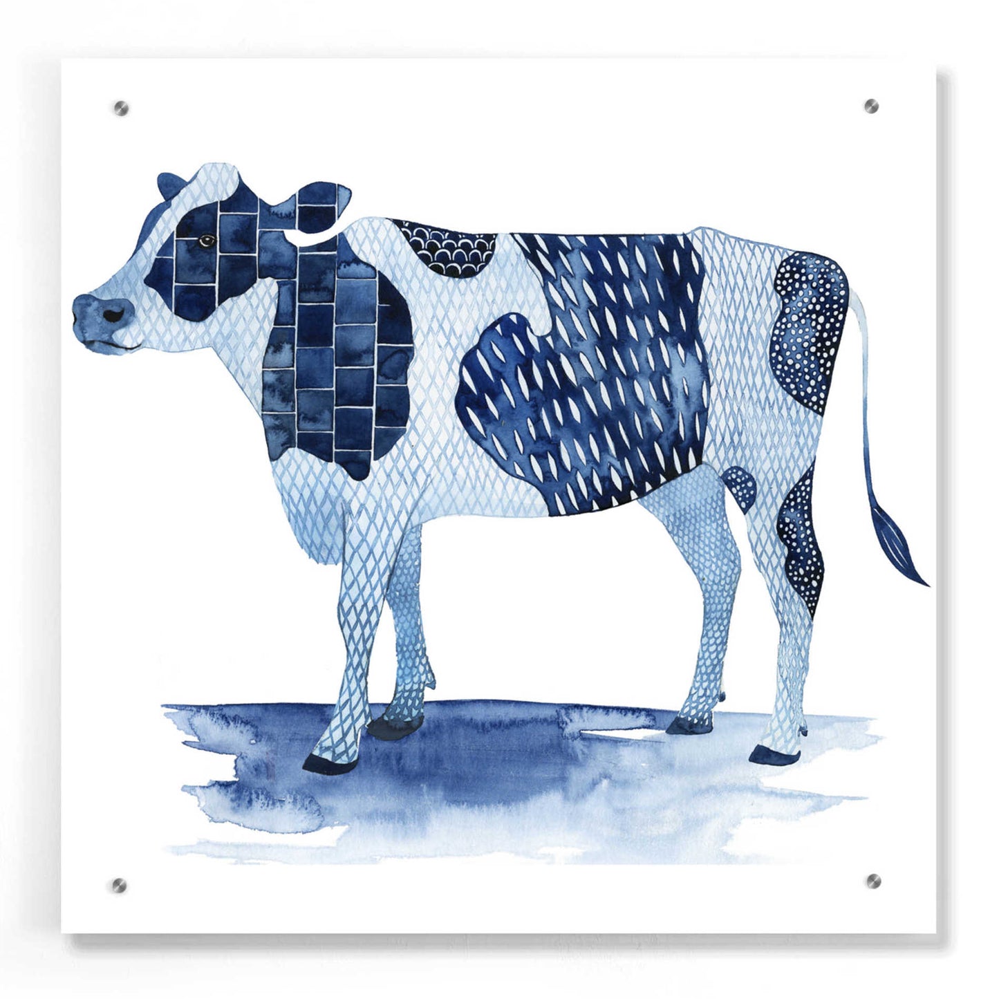 Epic Art 'Cobalt Farm Animals I' by Grace Popp, Acrylic Wall Glass,24x24