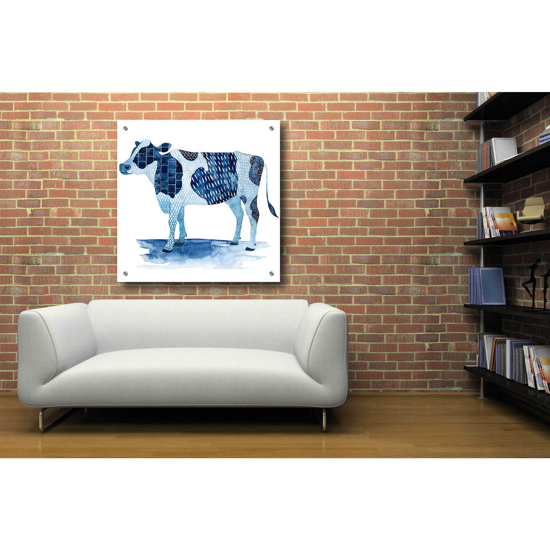 Epic Art 'Cobalt Farm Animals I' by Grace Popp, Acrylic Wall Glass,36x36