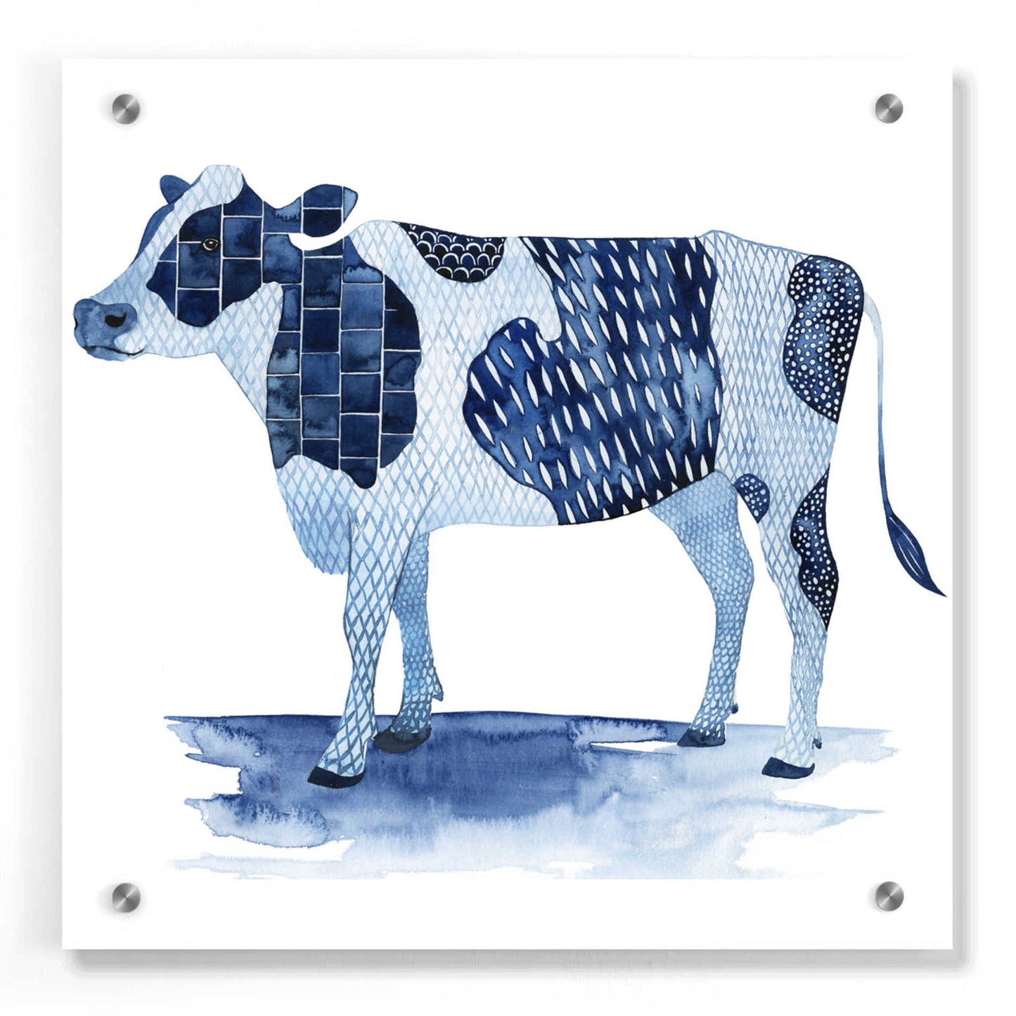 Epic Art 'Cobalt Farm Animals I' by Grace Popp, Acrylic Wall Glass,36x36